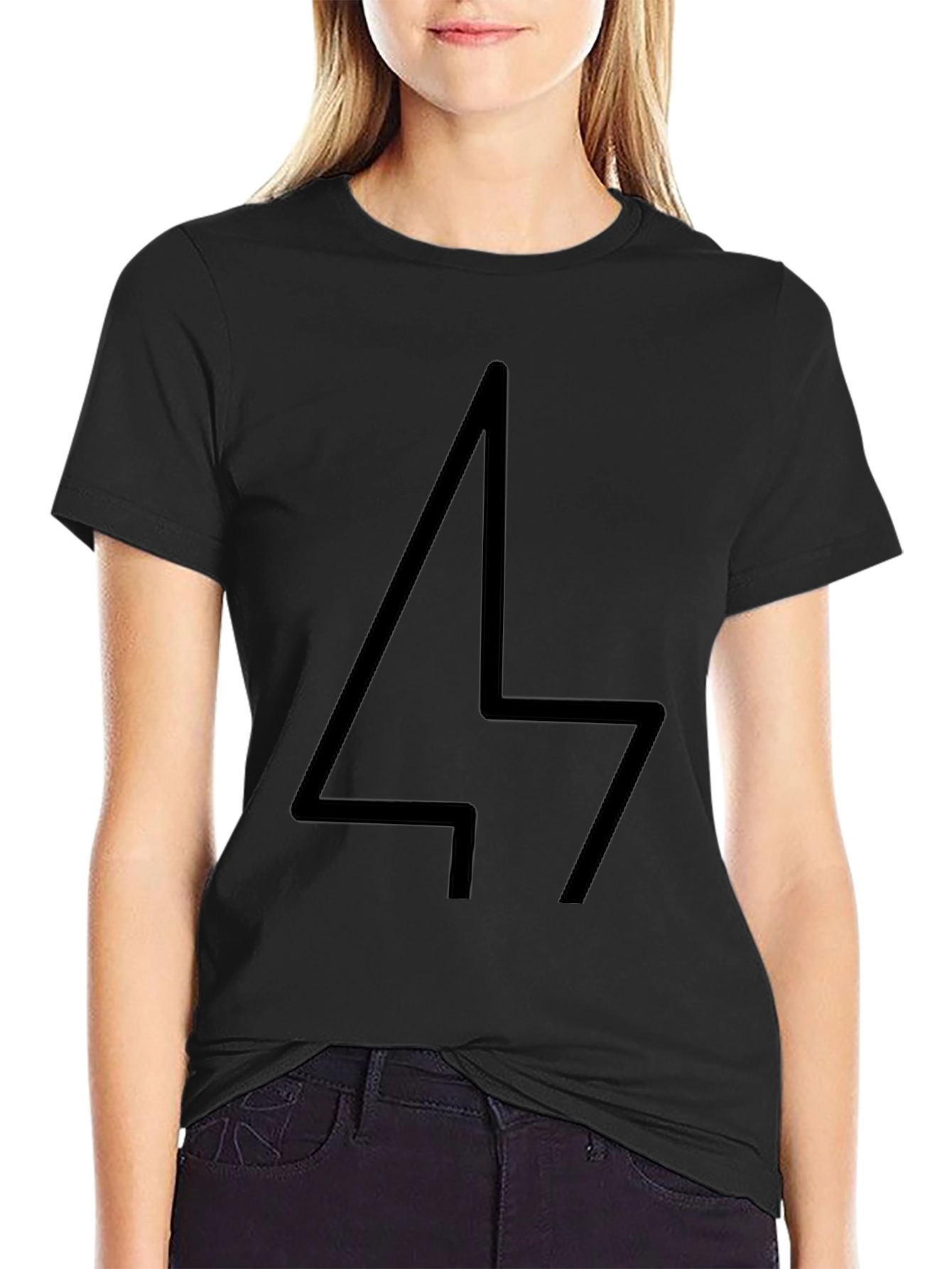 Black T-Shirt with Geometric Graphic