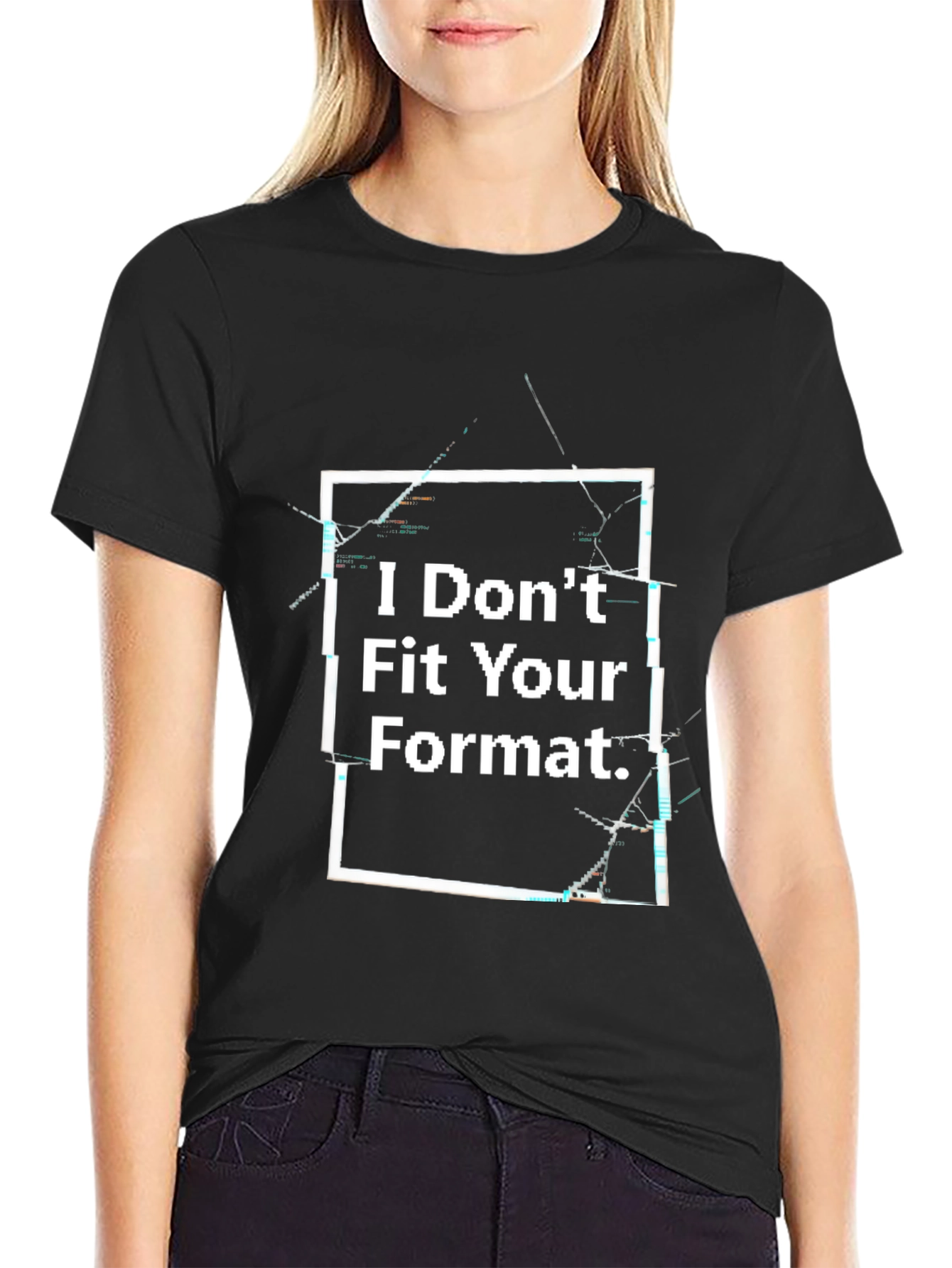 I Dont Fit Your Format Black Graphic Tee