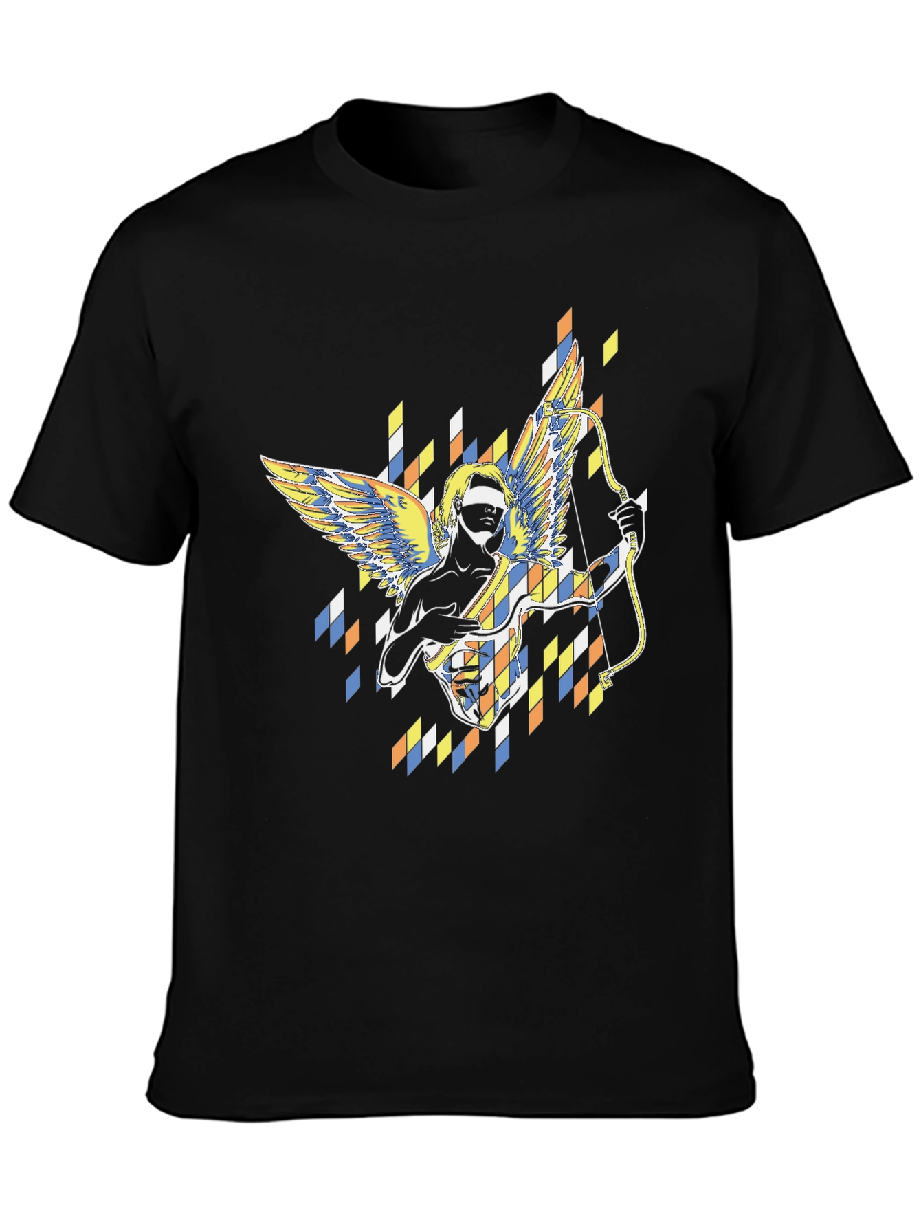 Abstract Cupid Graphic Black T-Shirt