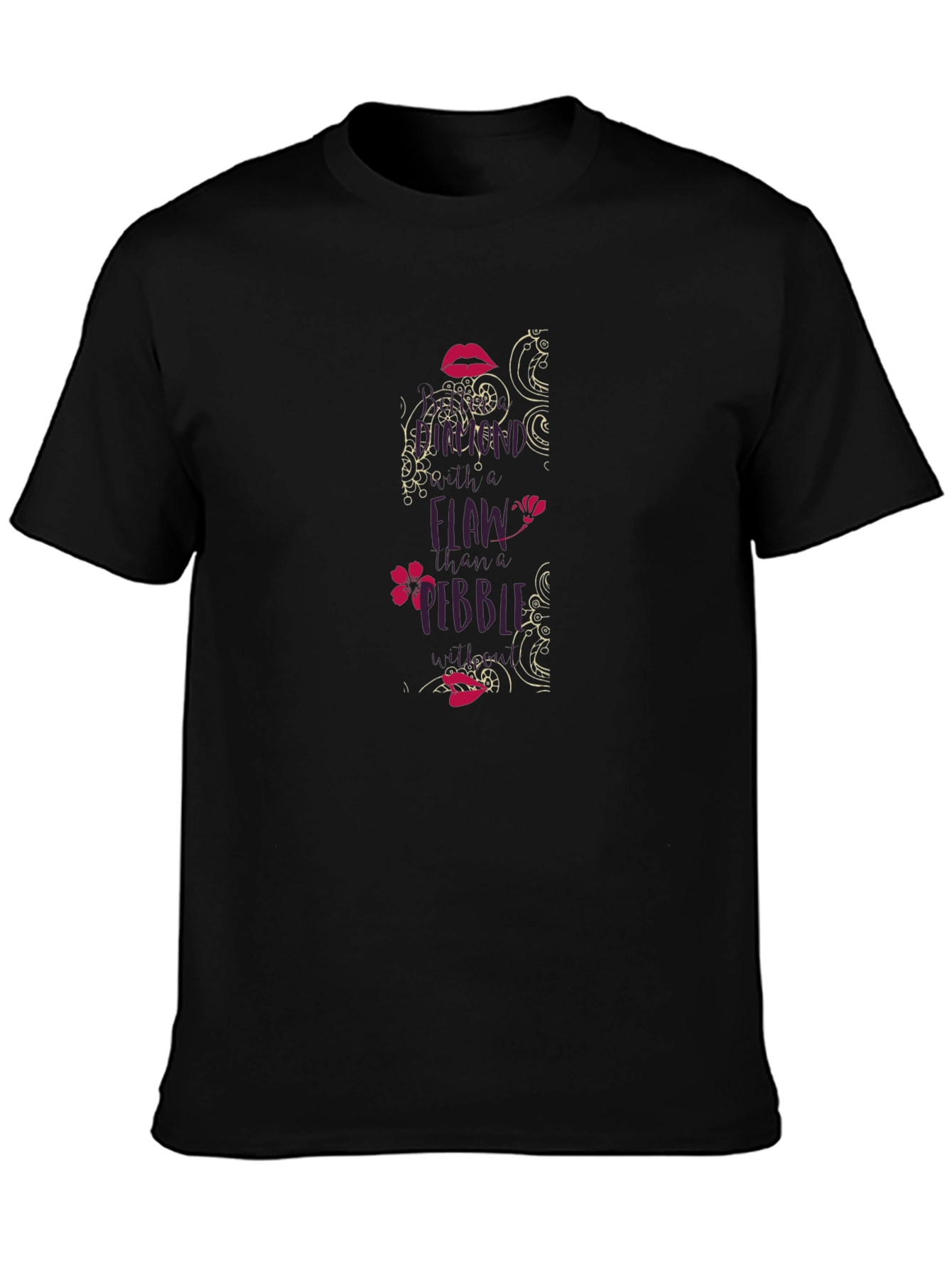 Black T-Shirt with No Flaw Graphic