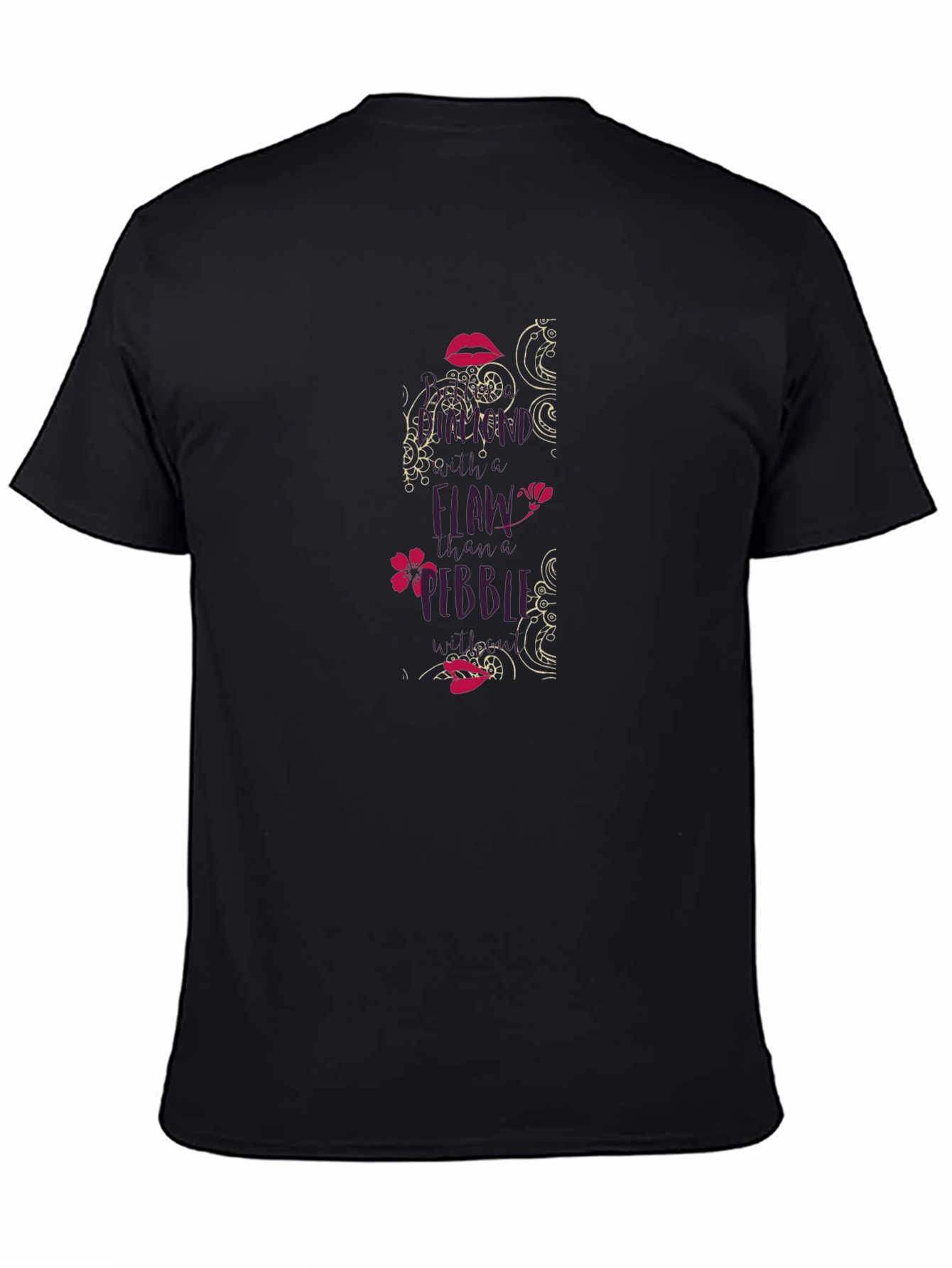 Black T-Shirt with No Flaw Graphic