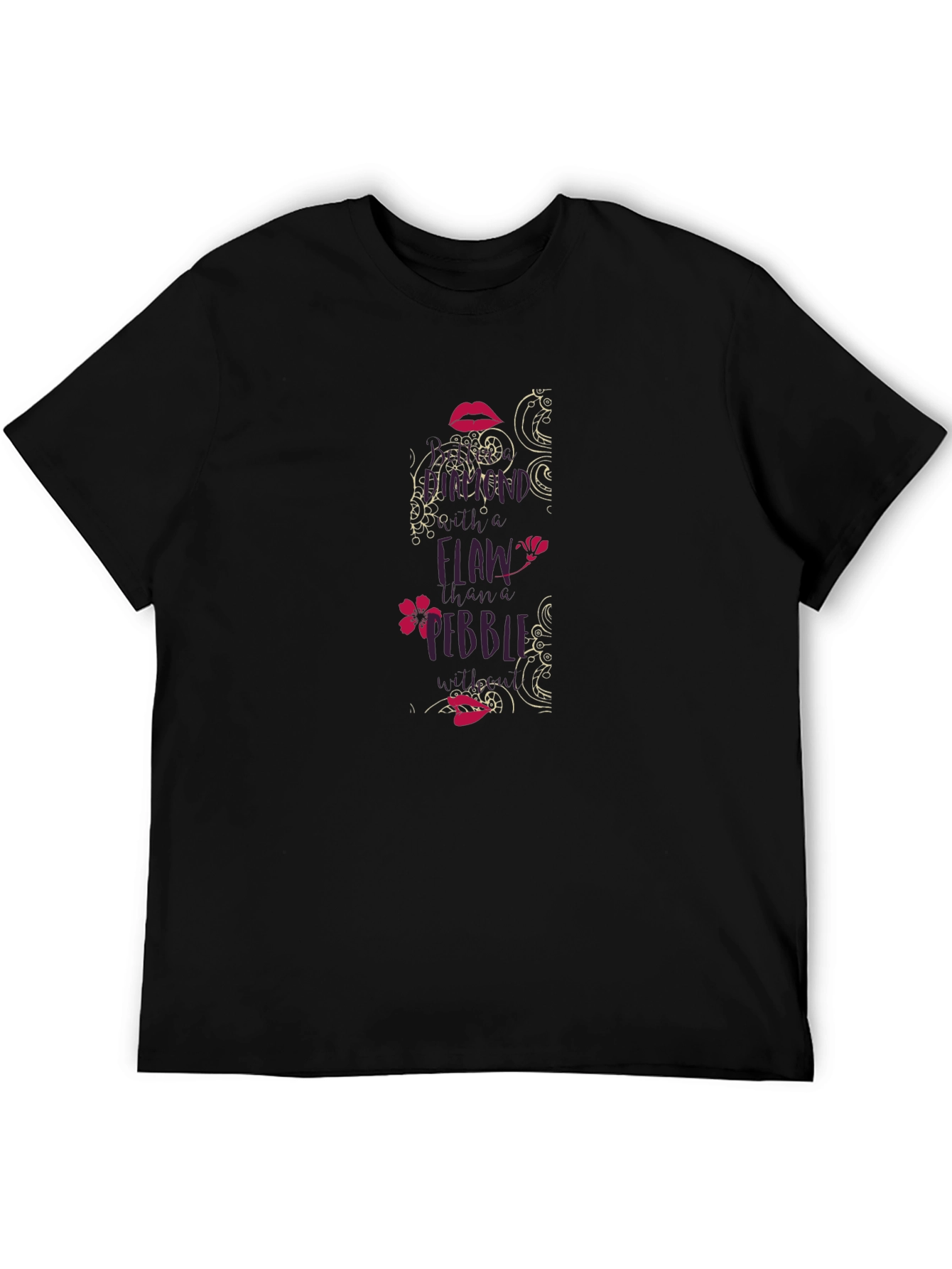 Black T-Shirt with No Flaw Graphic