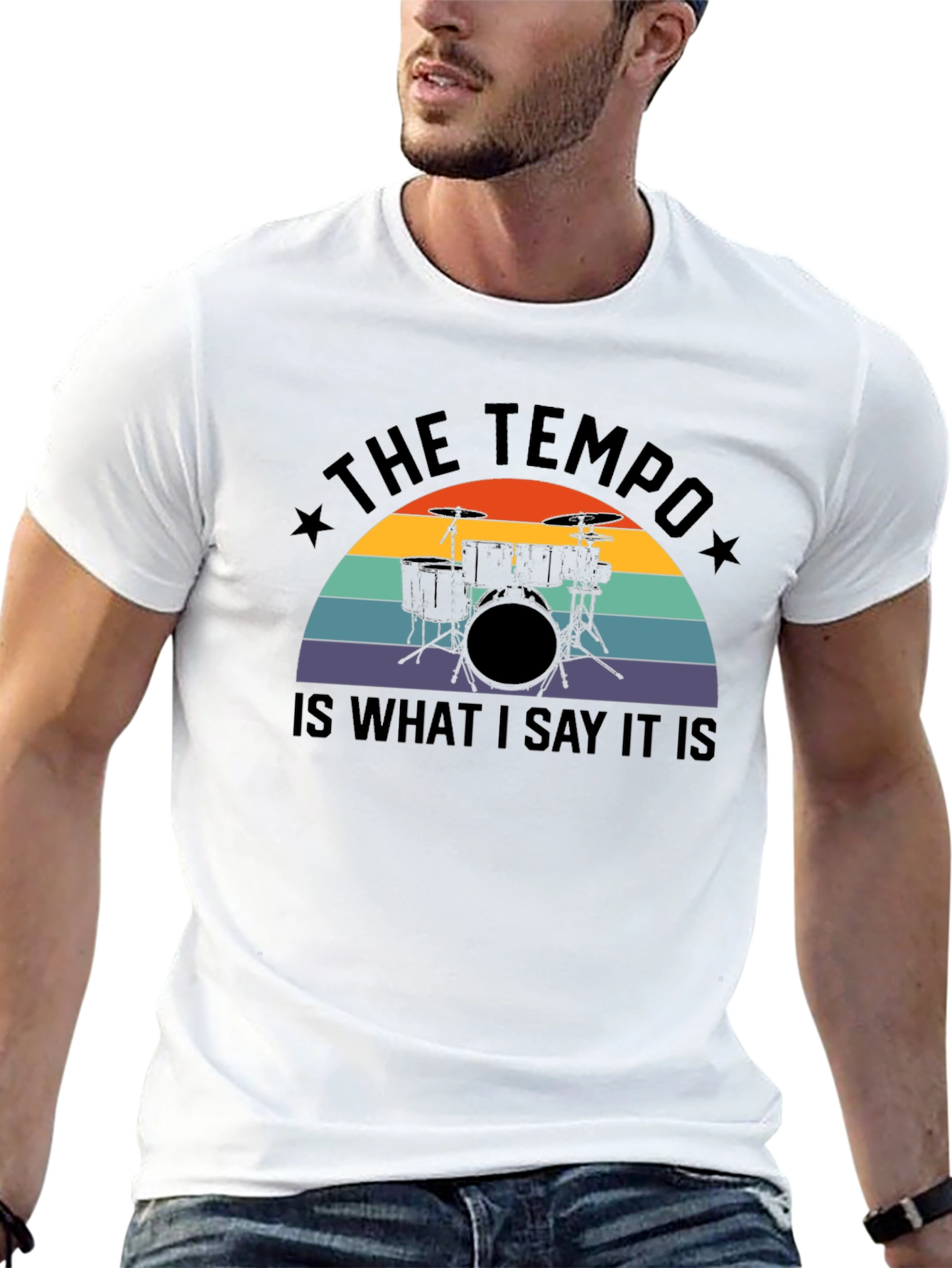Tempo Drummer Graphic Tee - Black Cotton Blend