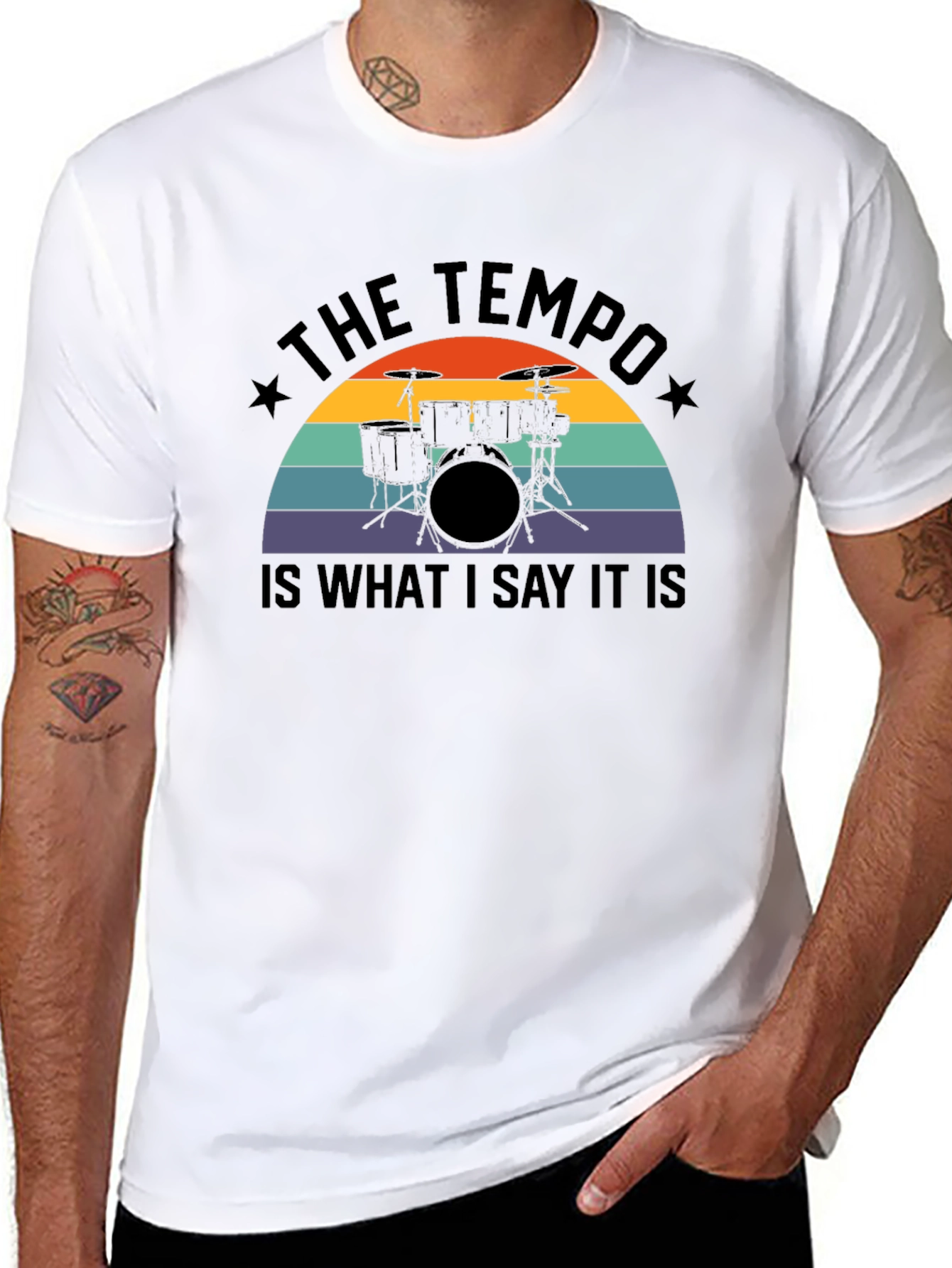 Tempo Drummer Graphic Tee - Black Cotton Blend