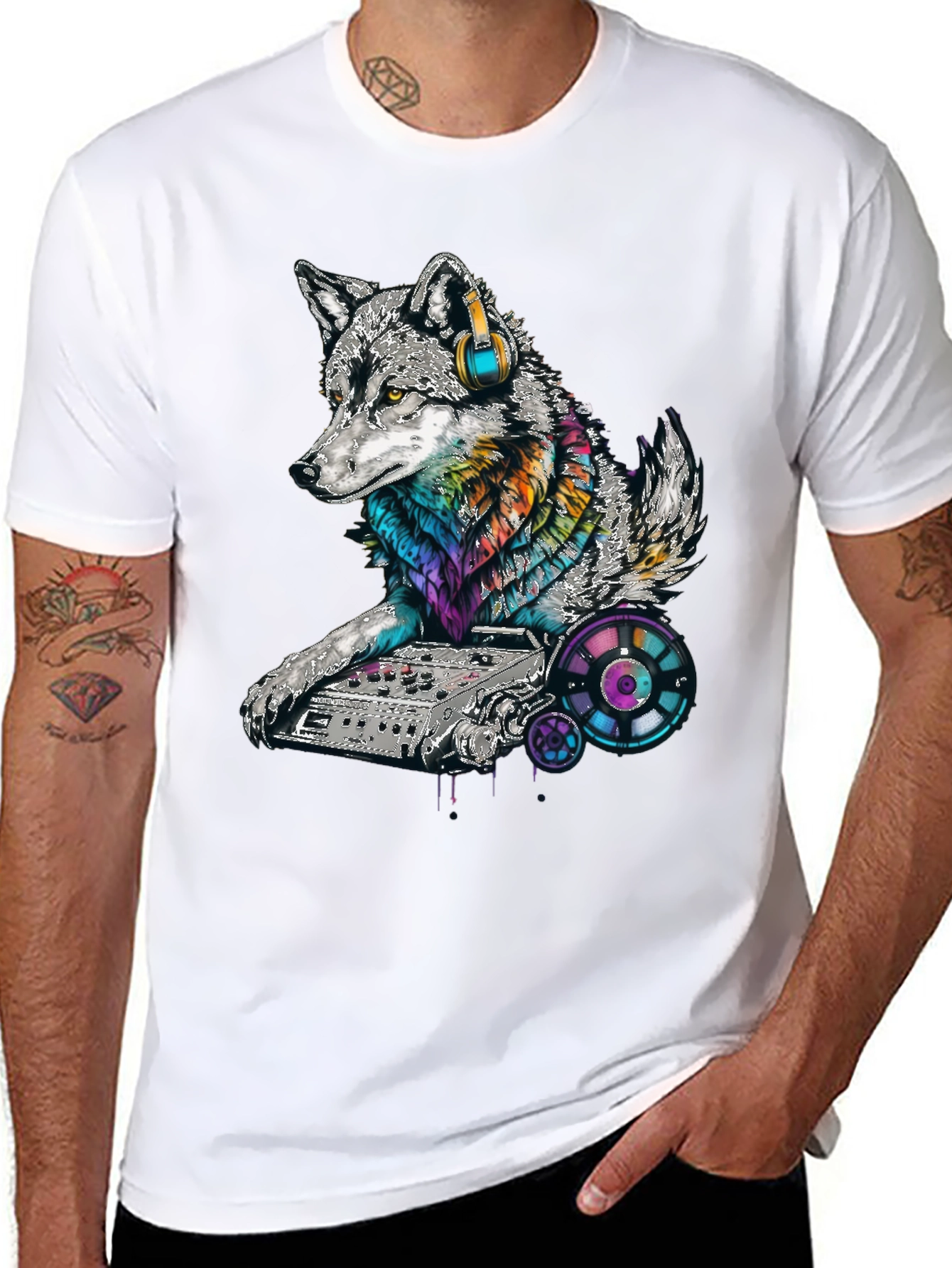DJ Wolf Graphic Tee - Cool Music Lover Shirt