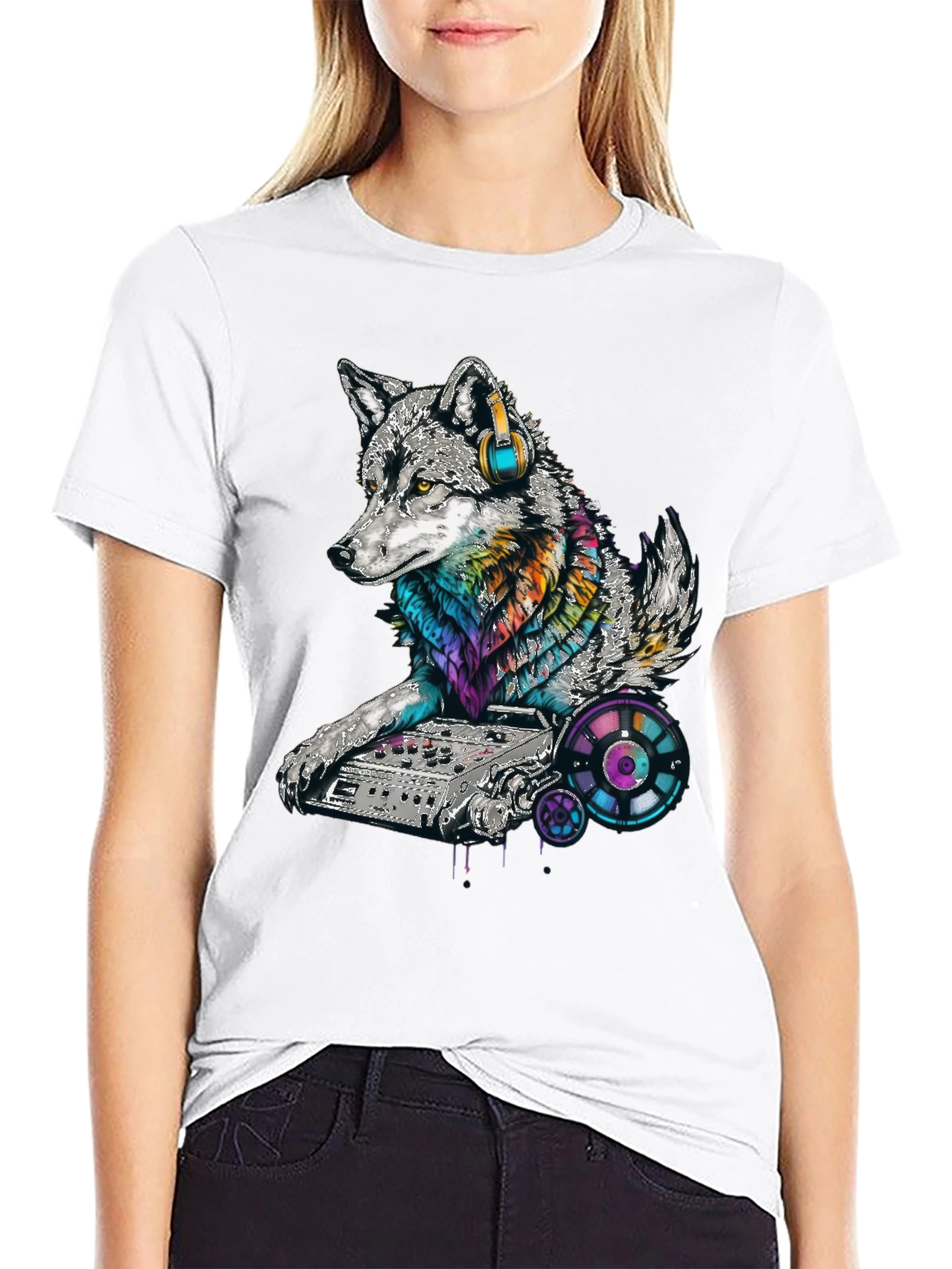 DJ Wolf Graphic Tee - Cool Music Lover Shirt