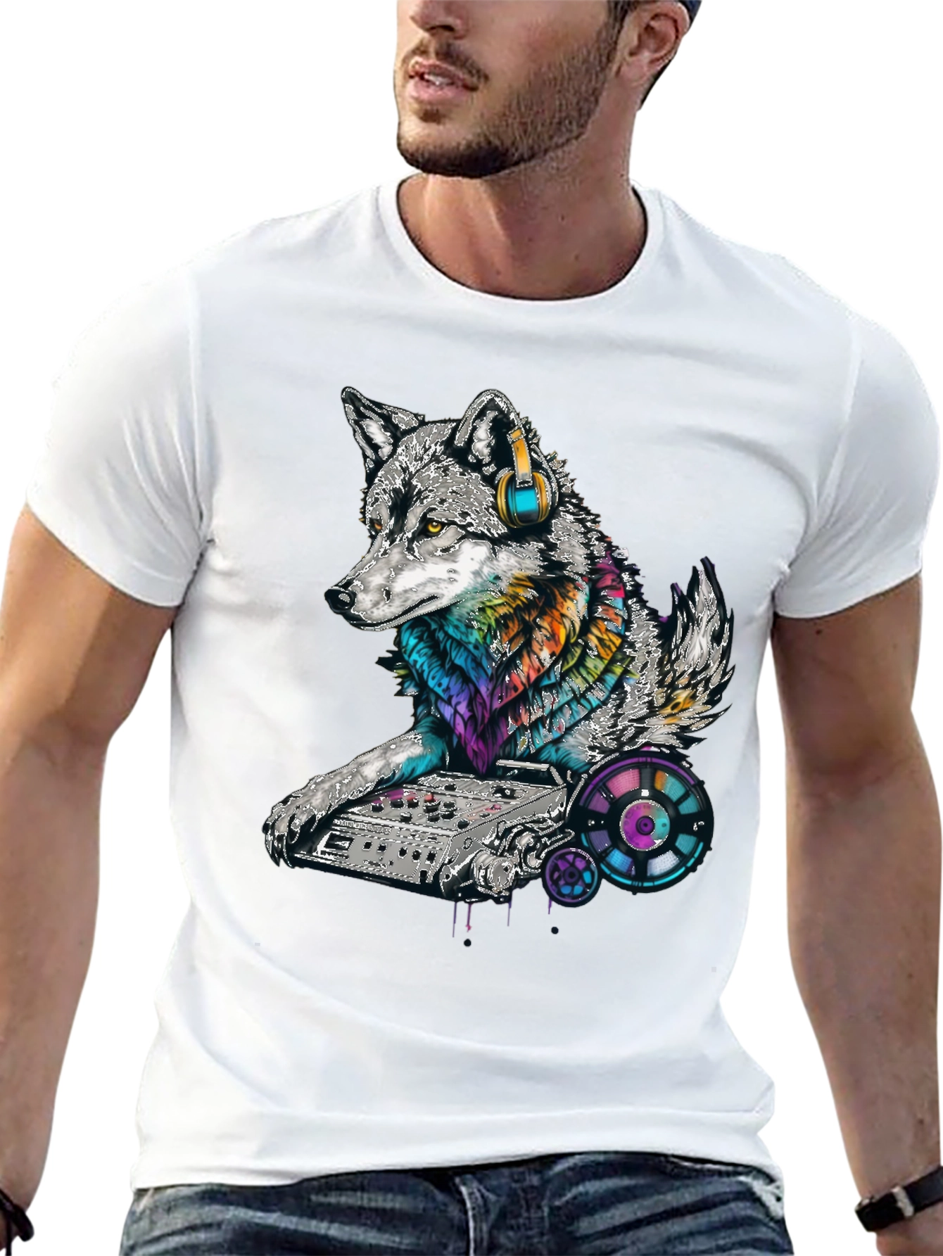 DJ Wolf Graphic Tee - Cool Music Lover Shirt