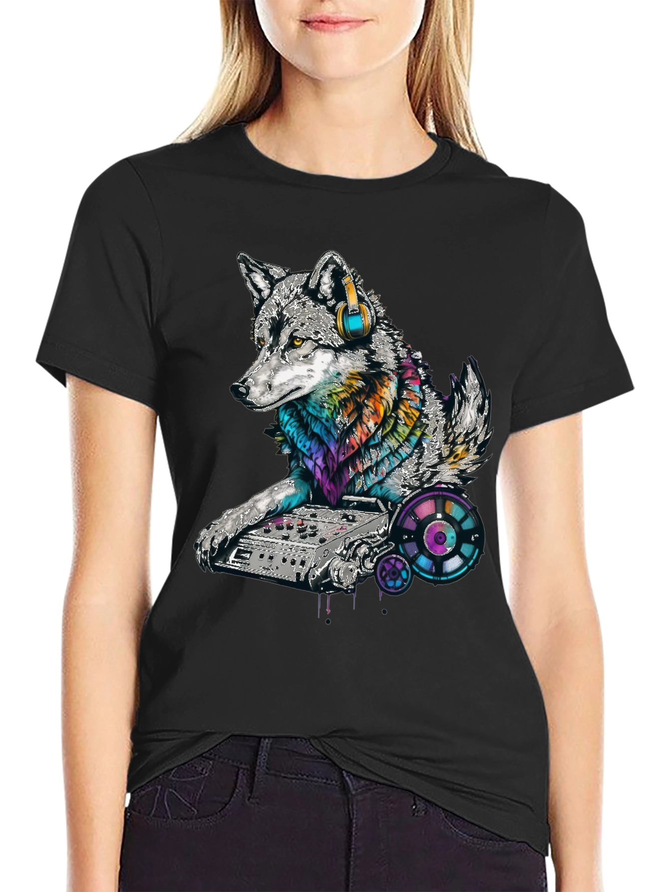 DJ Wolf Graphic Tee - Cool Music Lover Shirt