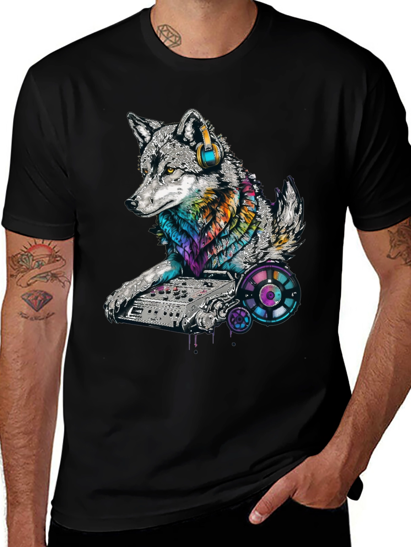 DJ Wolf Graphic Tee - Cool Music Lover Shirt