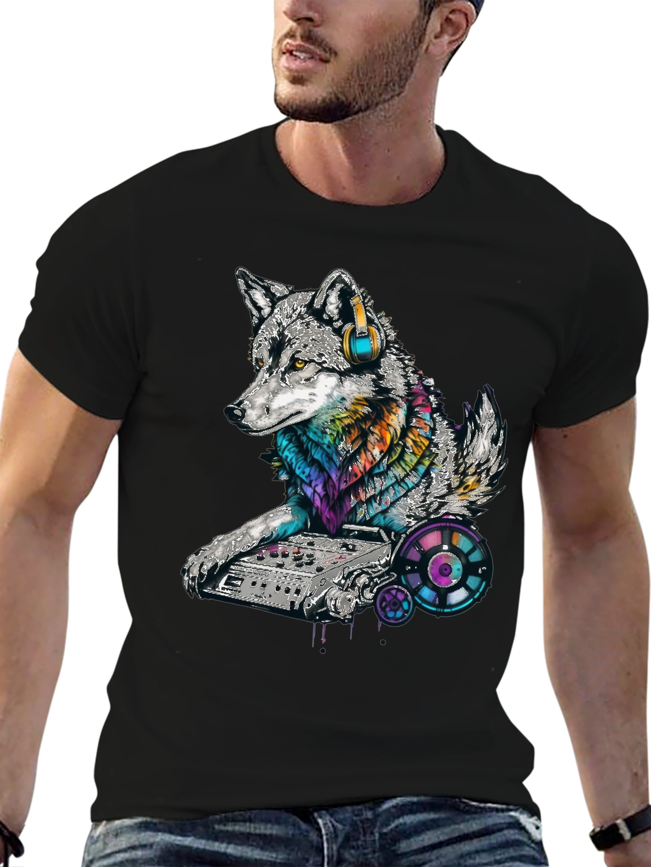 DJ Wolf Graphic Tee - Cool Music Lover Shirt