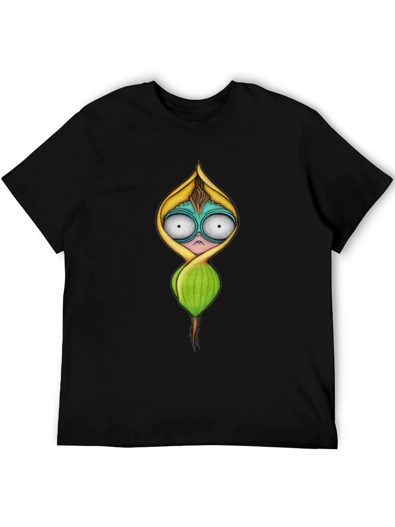 Unique Cartoon Character Black T-Shirt