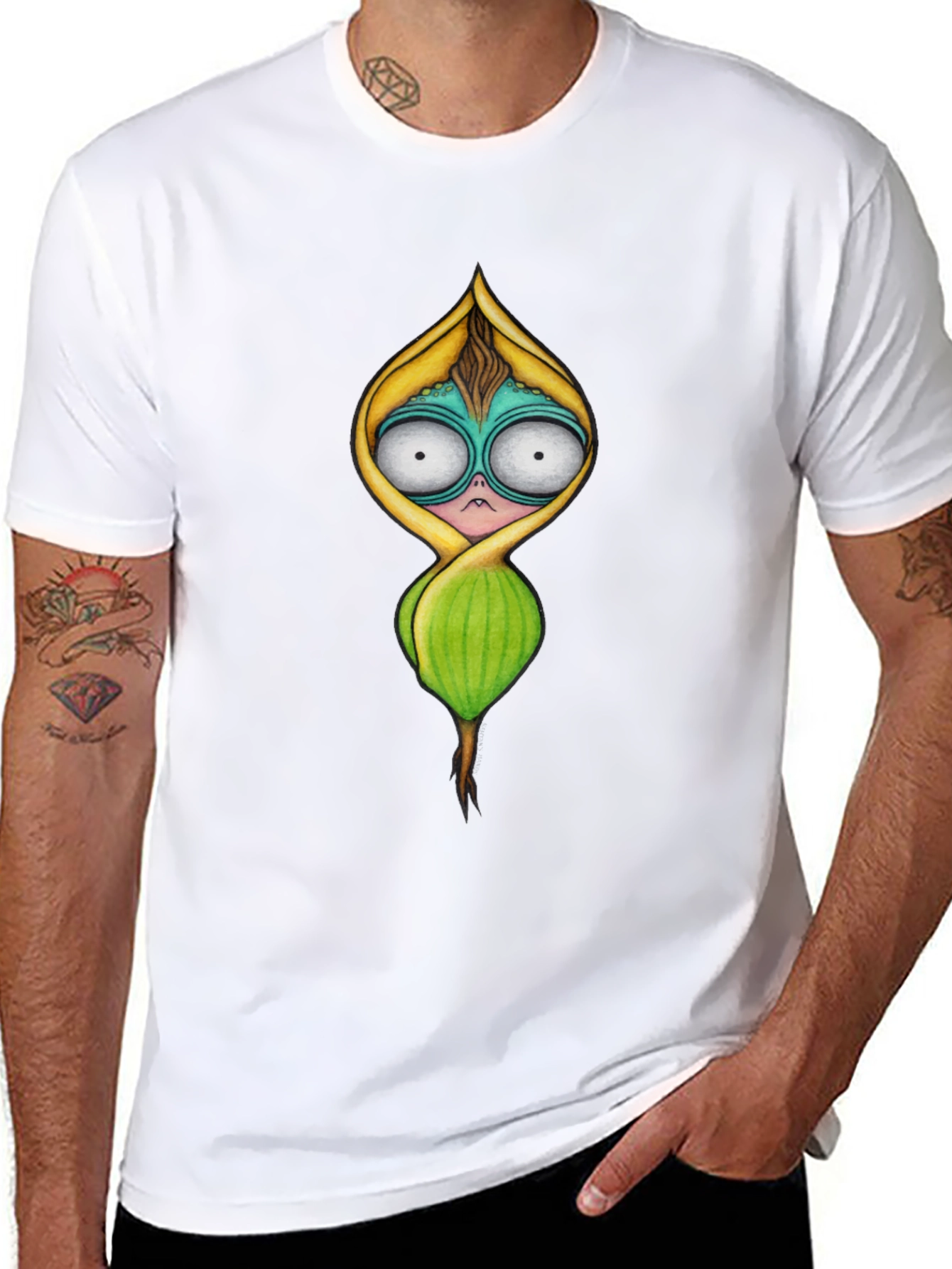Unique Cartoon Character Black T-Shirt