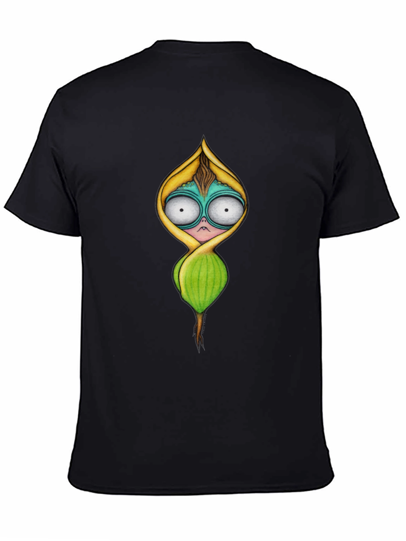 Unique Cartoon Character Black T-Shirt
