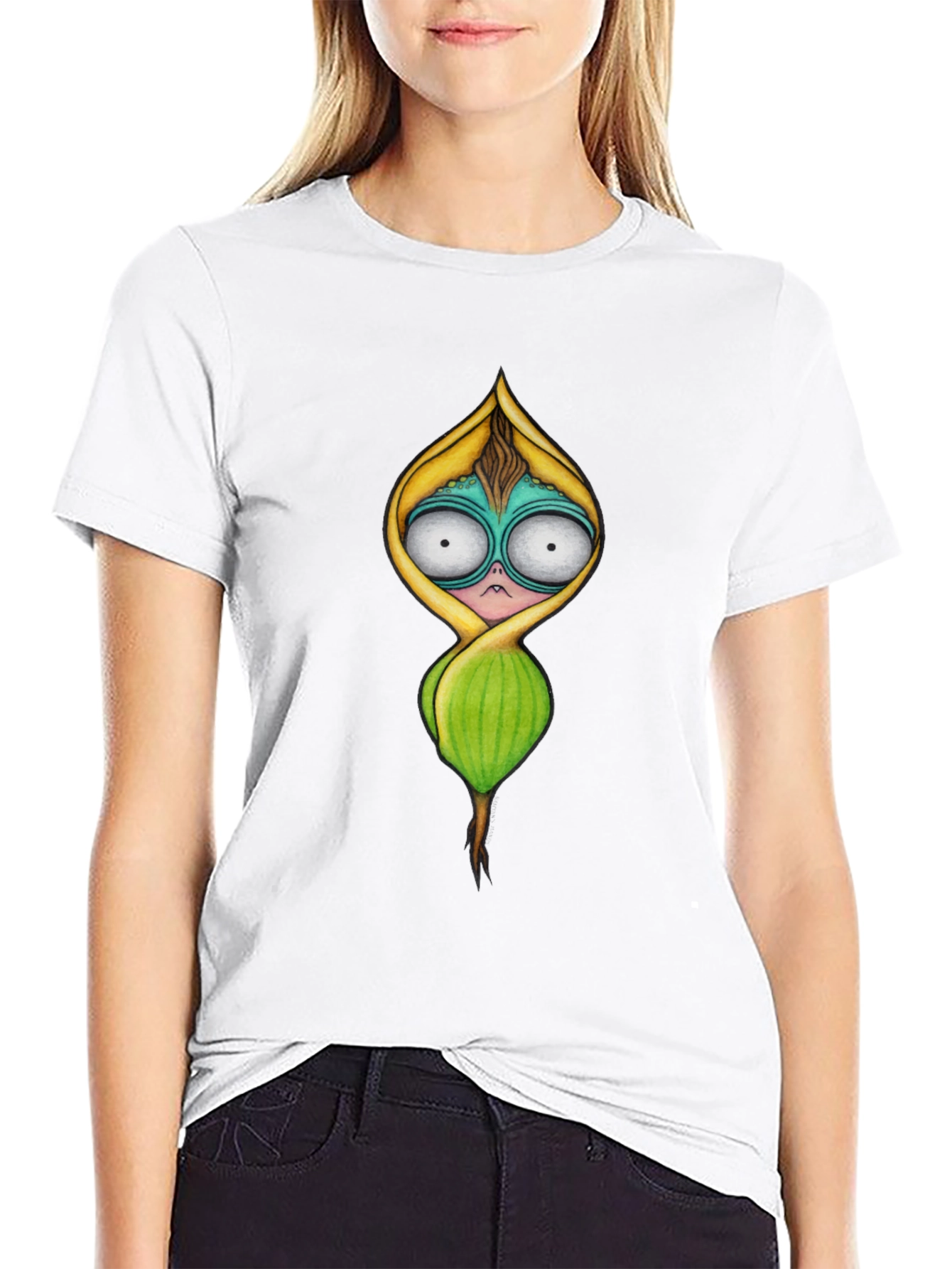 Unique Cartoon Character Black T-Shirt