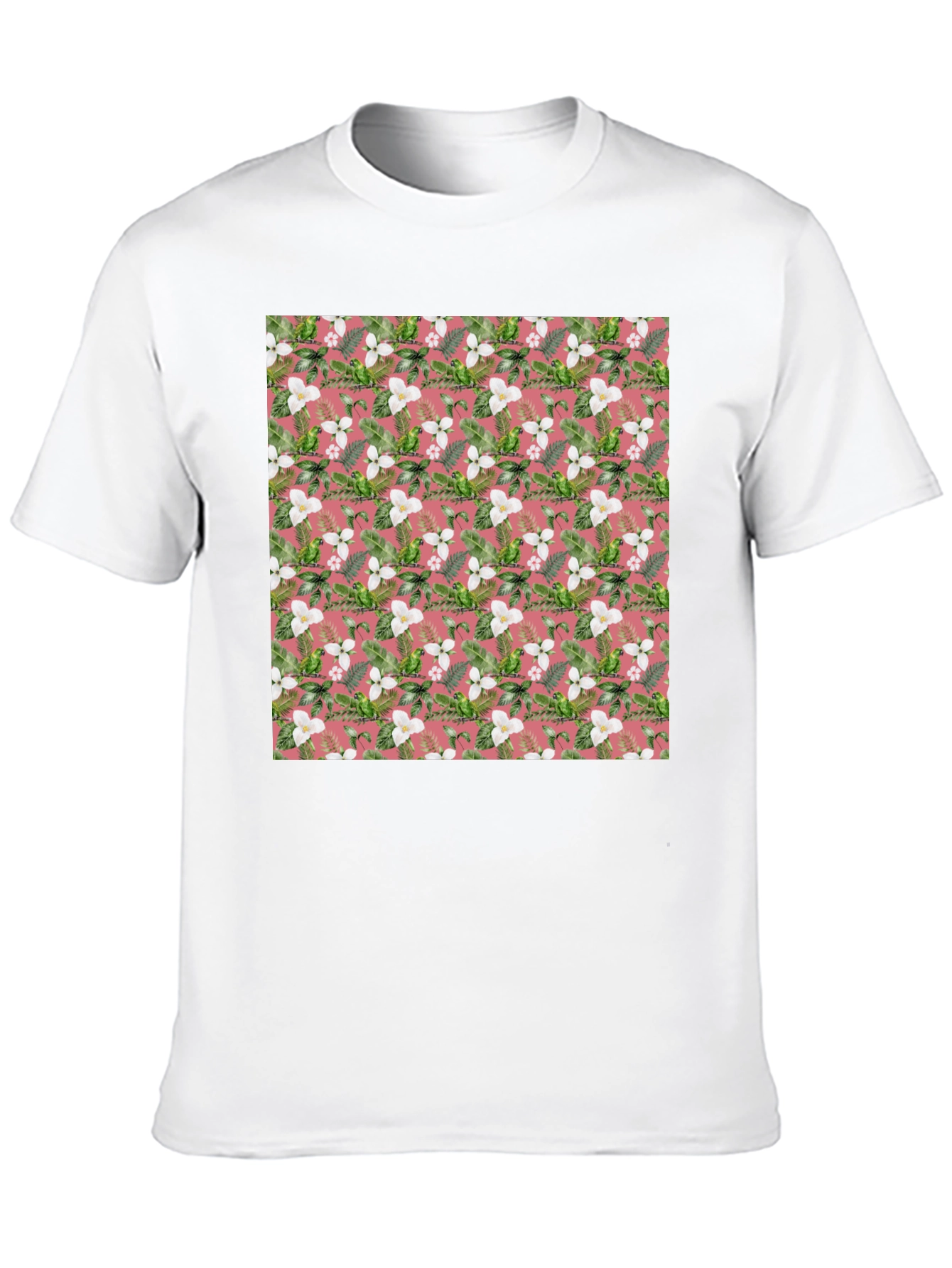 Floral Pattern Mens Black T-Shirt
