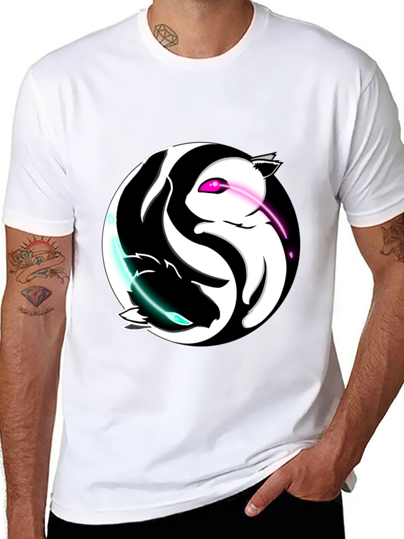Yin Yang Cats Graphic T-Shirt - Harmony and Style