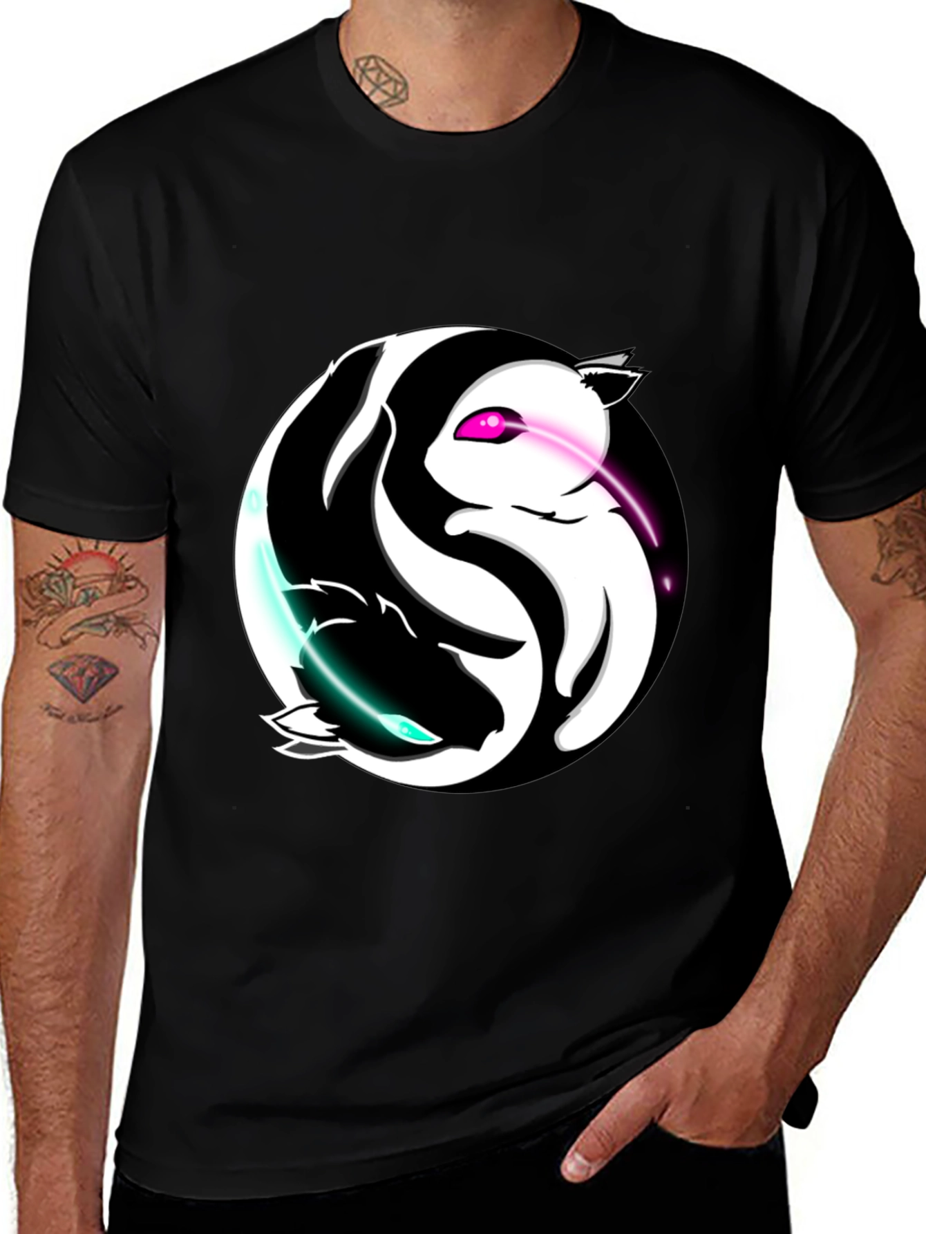 Yin Yang Cats Graphic T-Shirt - Harmony and Style