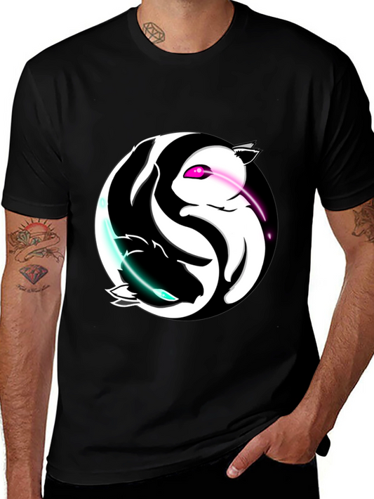 Yin Yang Cats Graphic T-Shirt - Harmony and Style