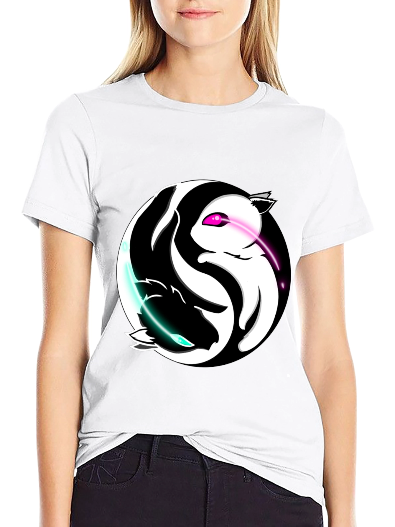 Yin Yang Cats Graphic T-Shirt - Harmony and Style