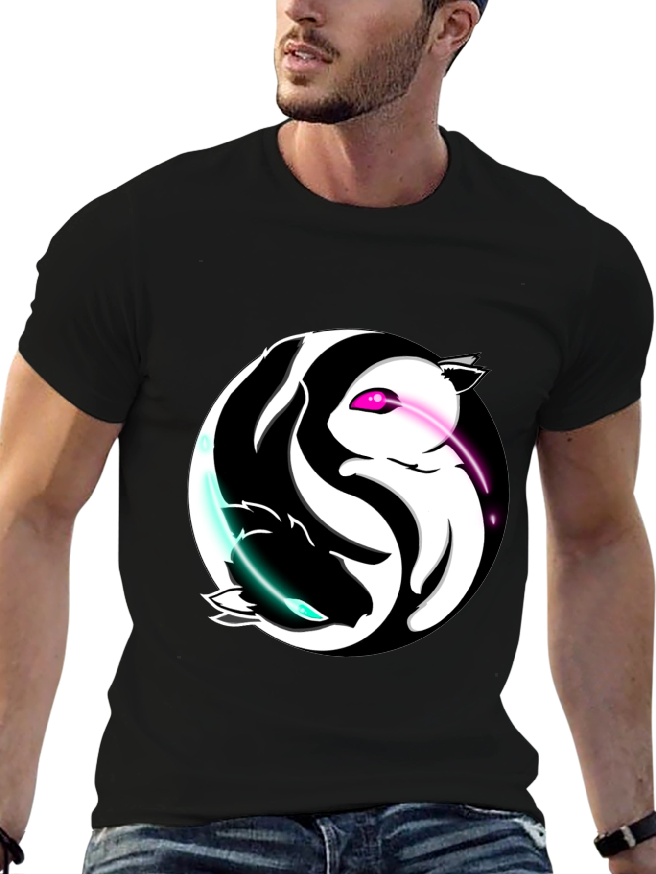 Yin Yang Cats Graphic T-Shirt - Harmony and Style