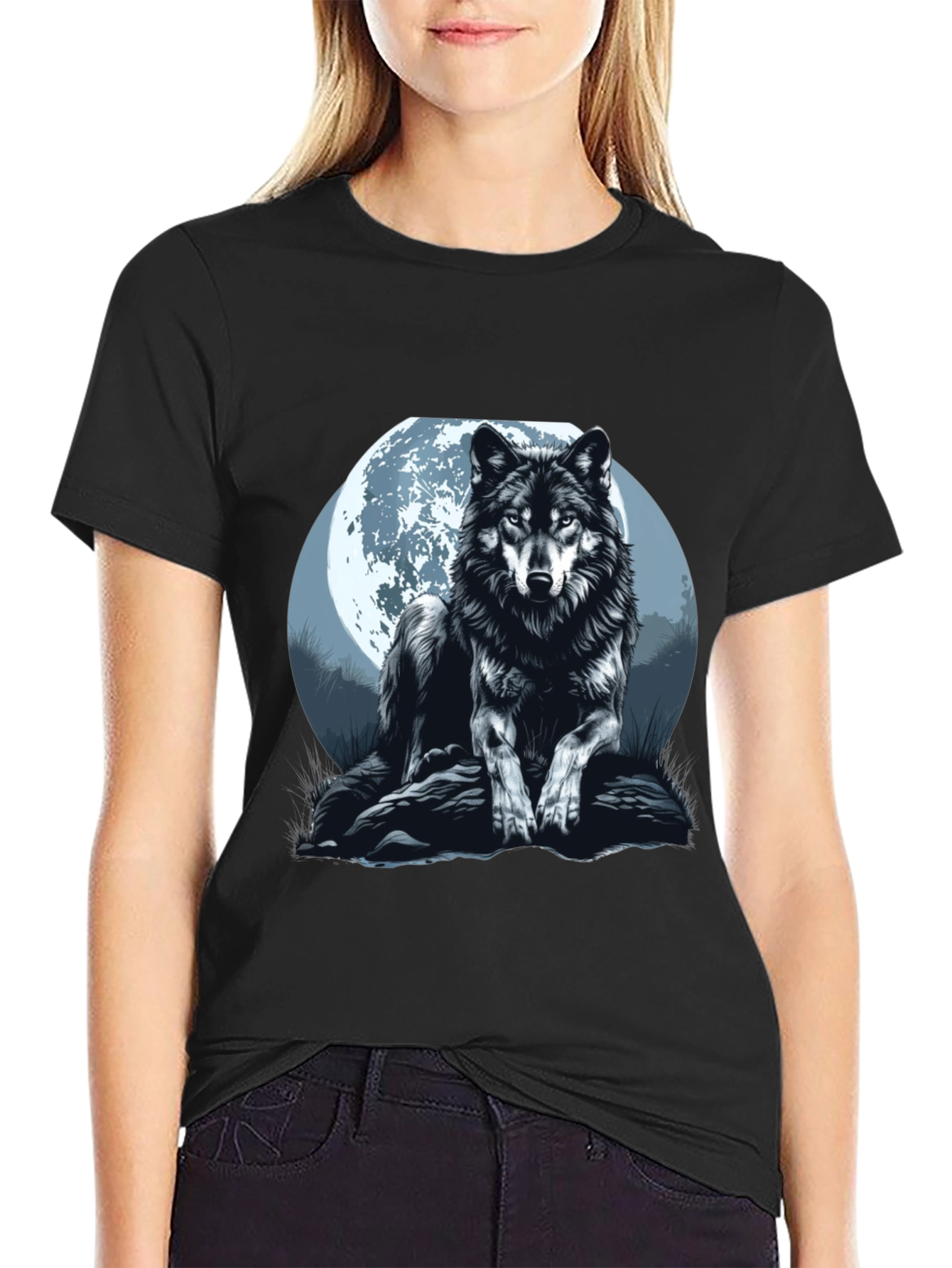 Wolf Moon Graphic Tee - Mens Black T-Shirt