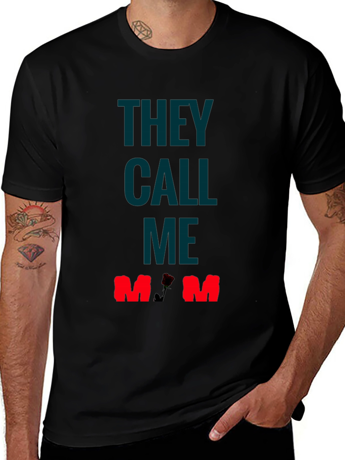 They Call Me Mom T-Shirt - Rose Detail
