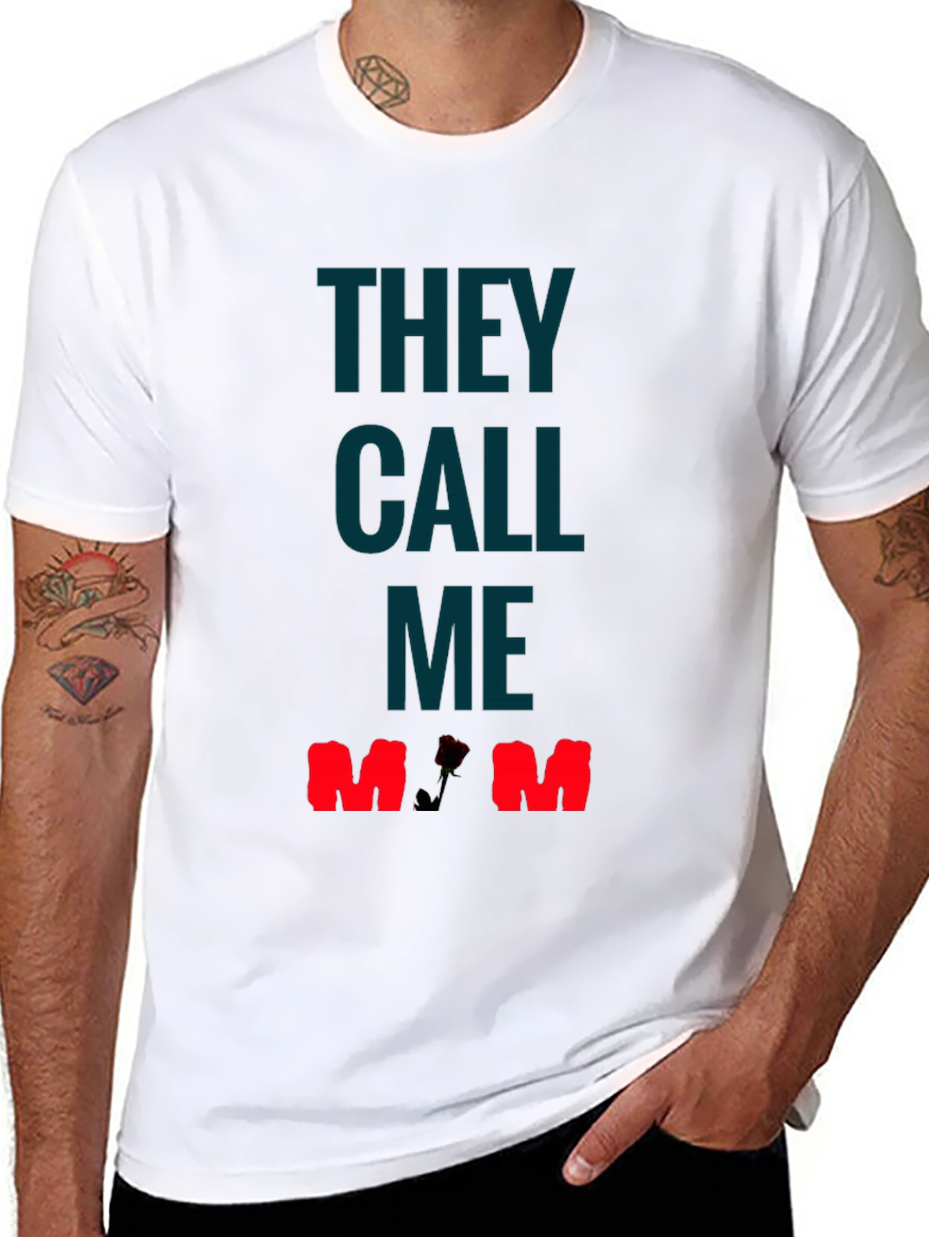 They Call Me Mom T-Shirt - Rose Detail