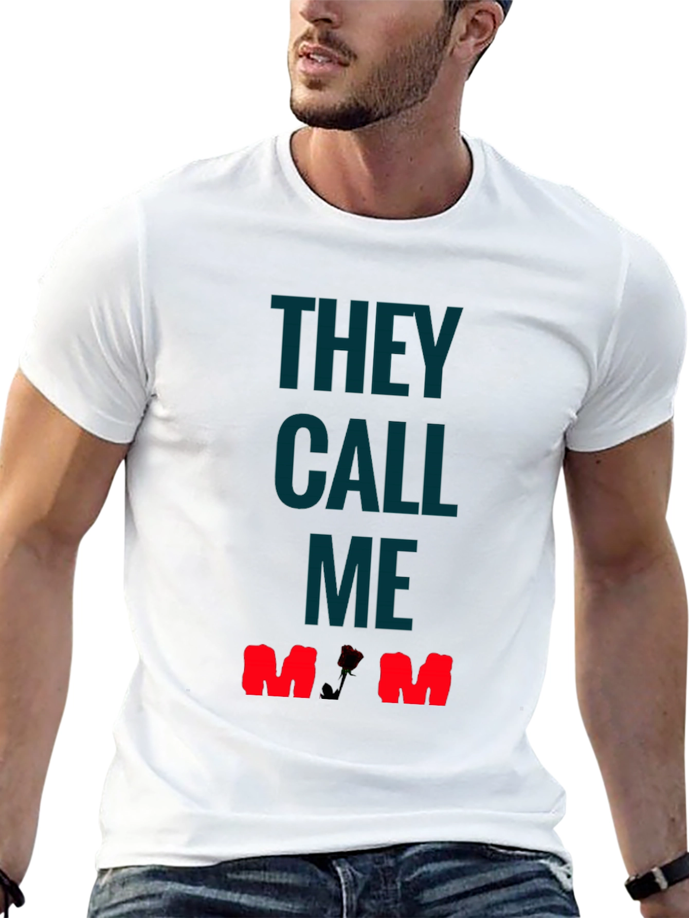 They Call Me Mom T-Shirt - Rose Detail
