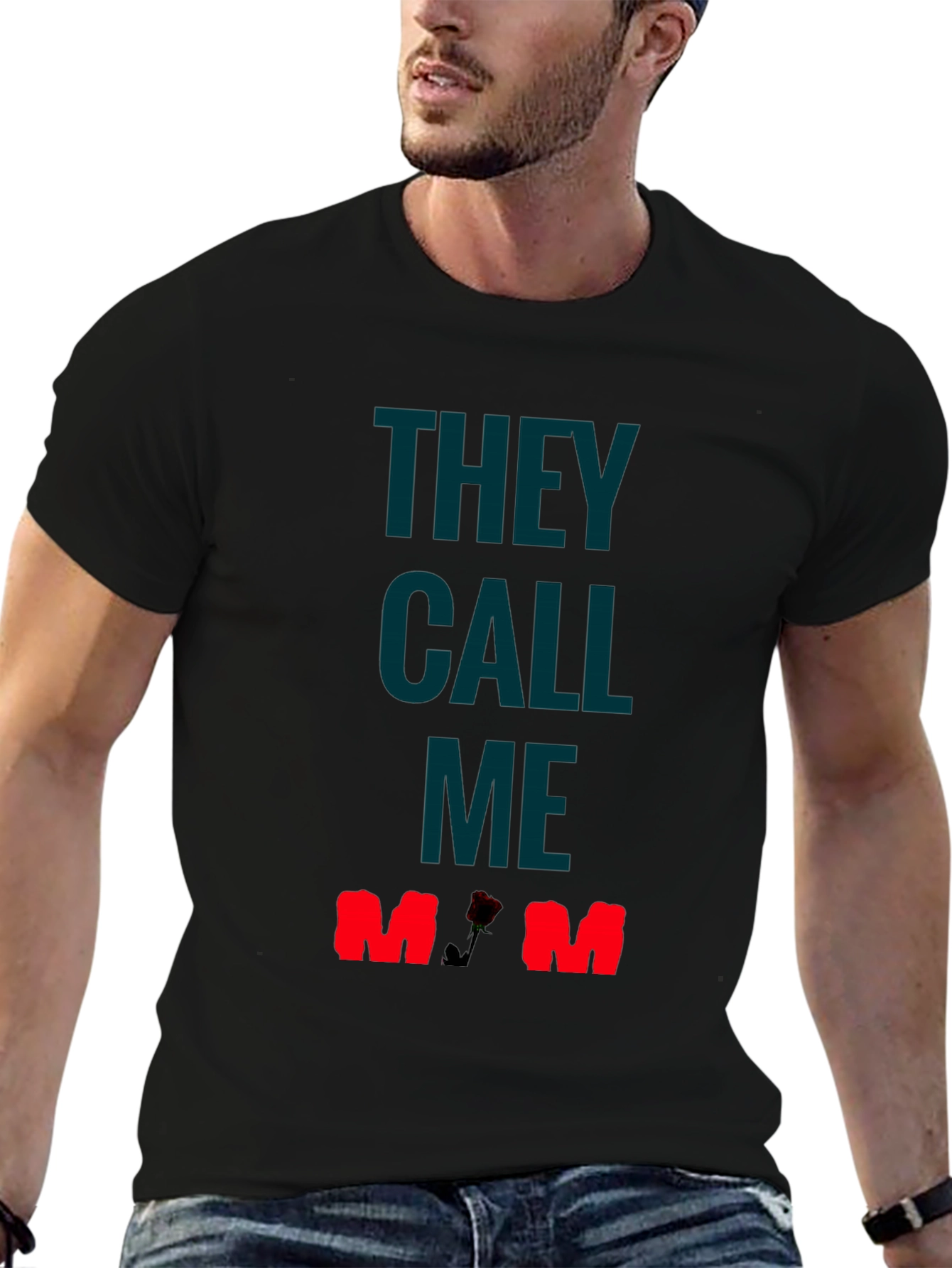 They Call Me Mom T-Shirt - Rose Detail