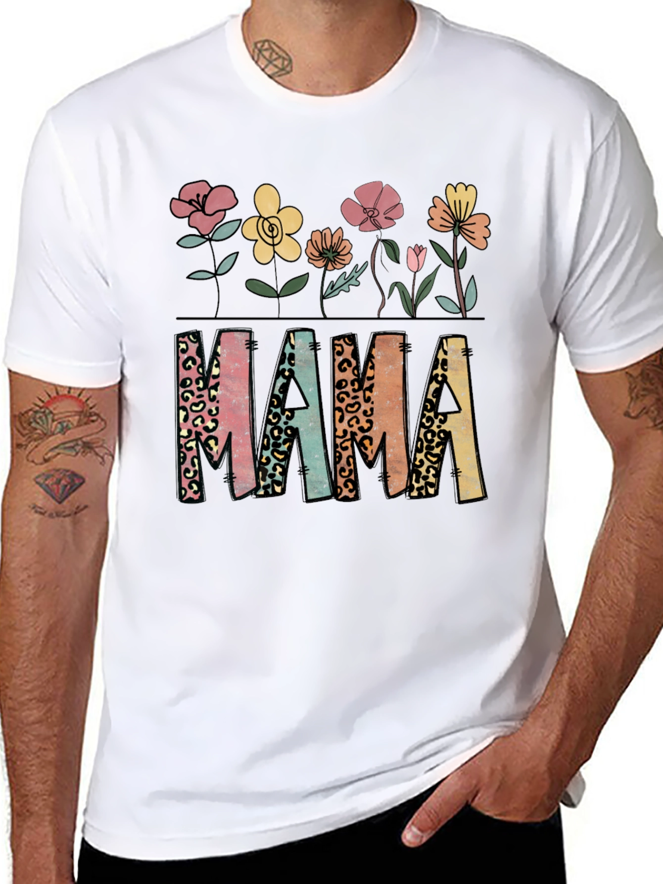 Mama Floral Leopard Print T-Shirt