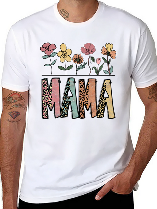 Mama Floral Leopard Print T-Shirt