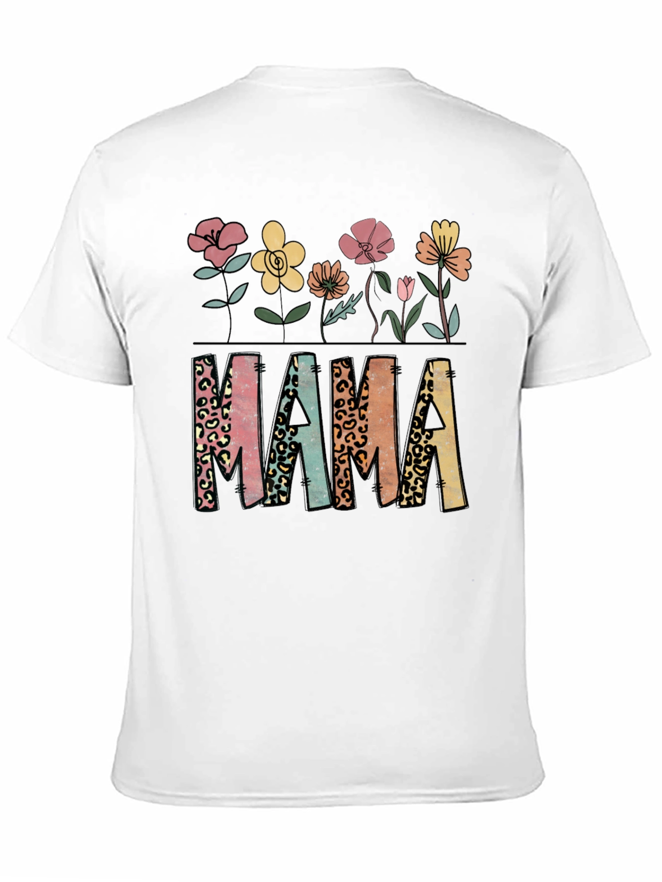 Mama Floral Leopard Print T-Shirt