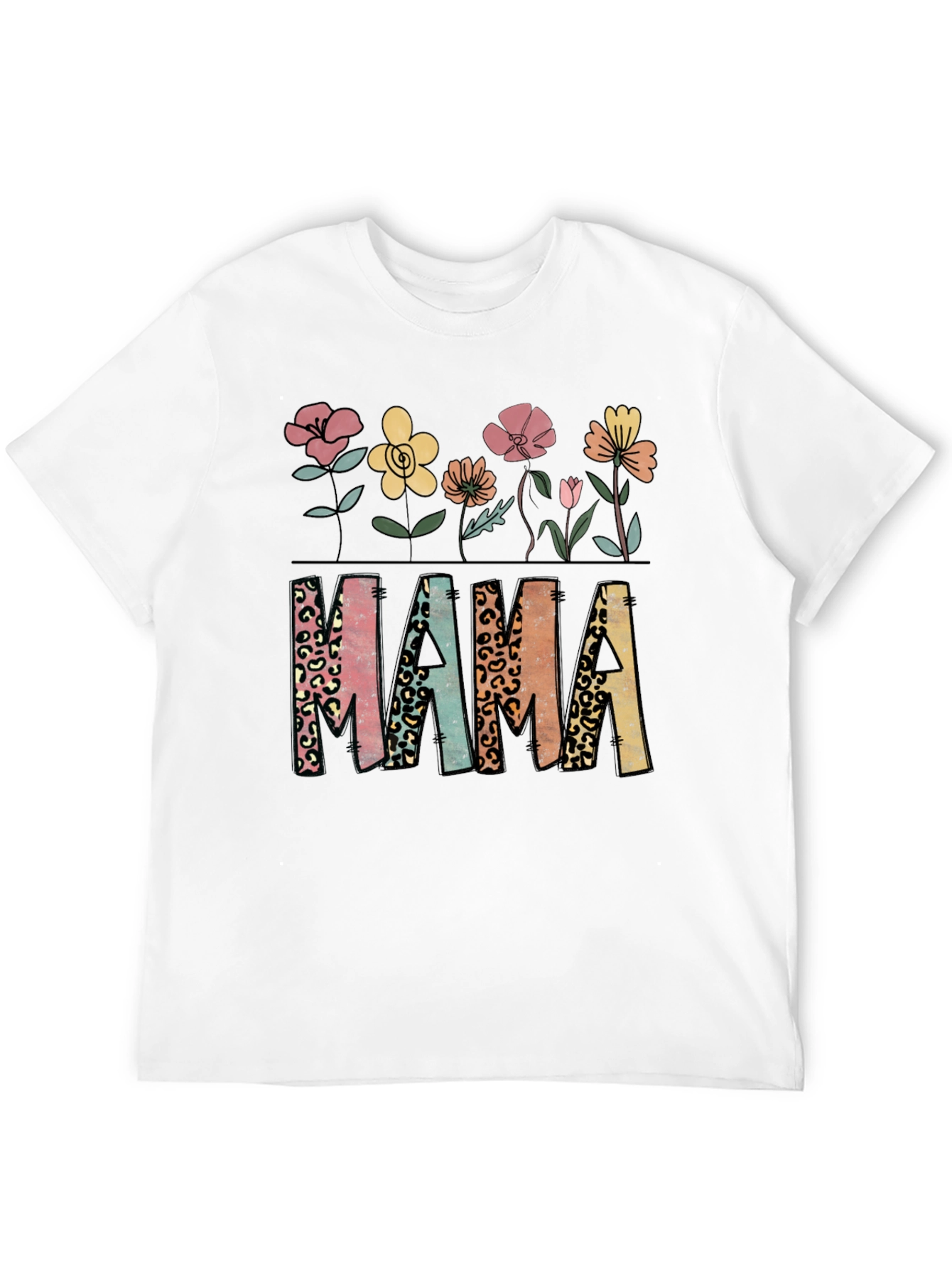 Mama Floral Leopard Print T-Shirt