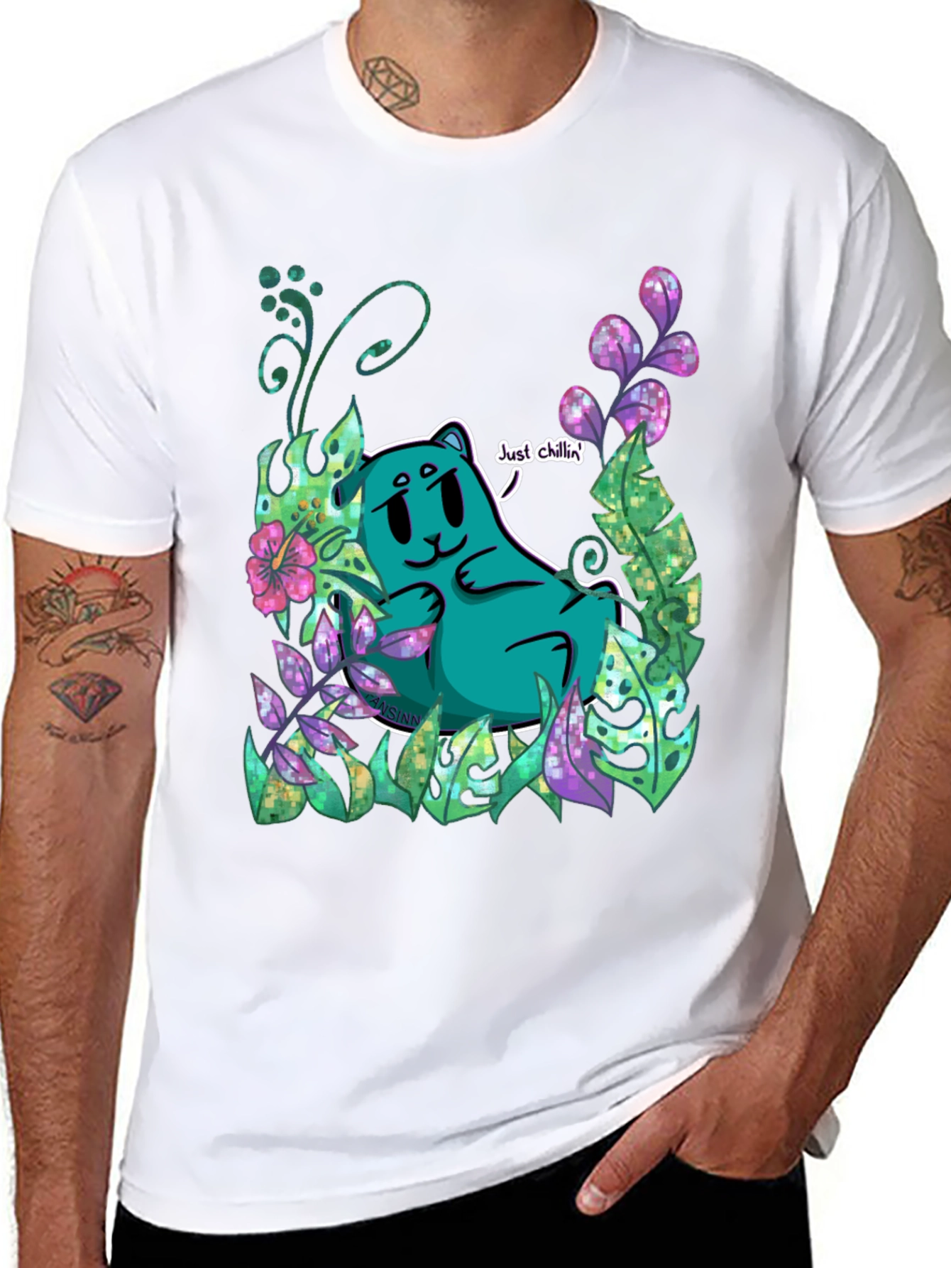 Just Chillin Tee - Cartoon Bear Graphic T-Shirt