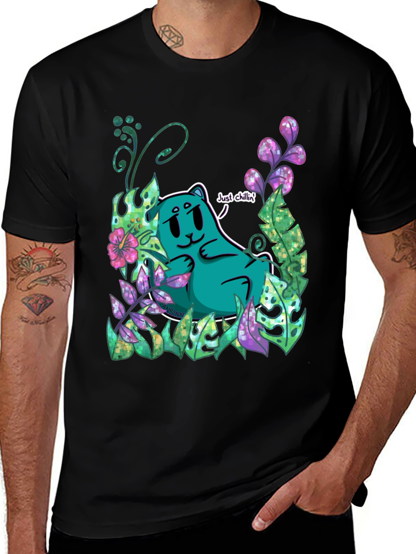Just Chillin Tee - Cartoon Bear Graphic T-Shirt