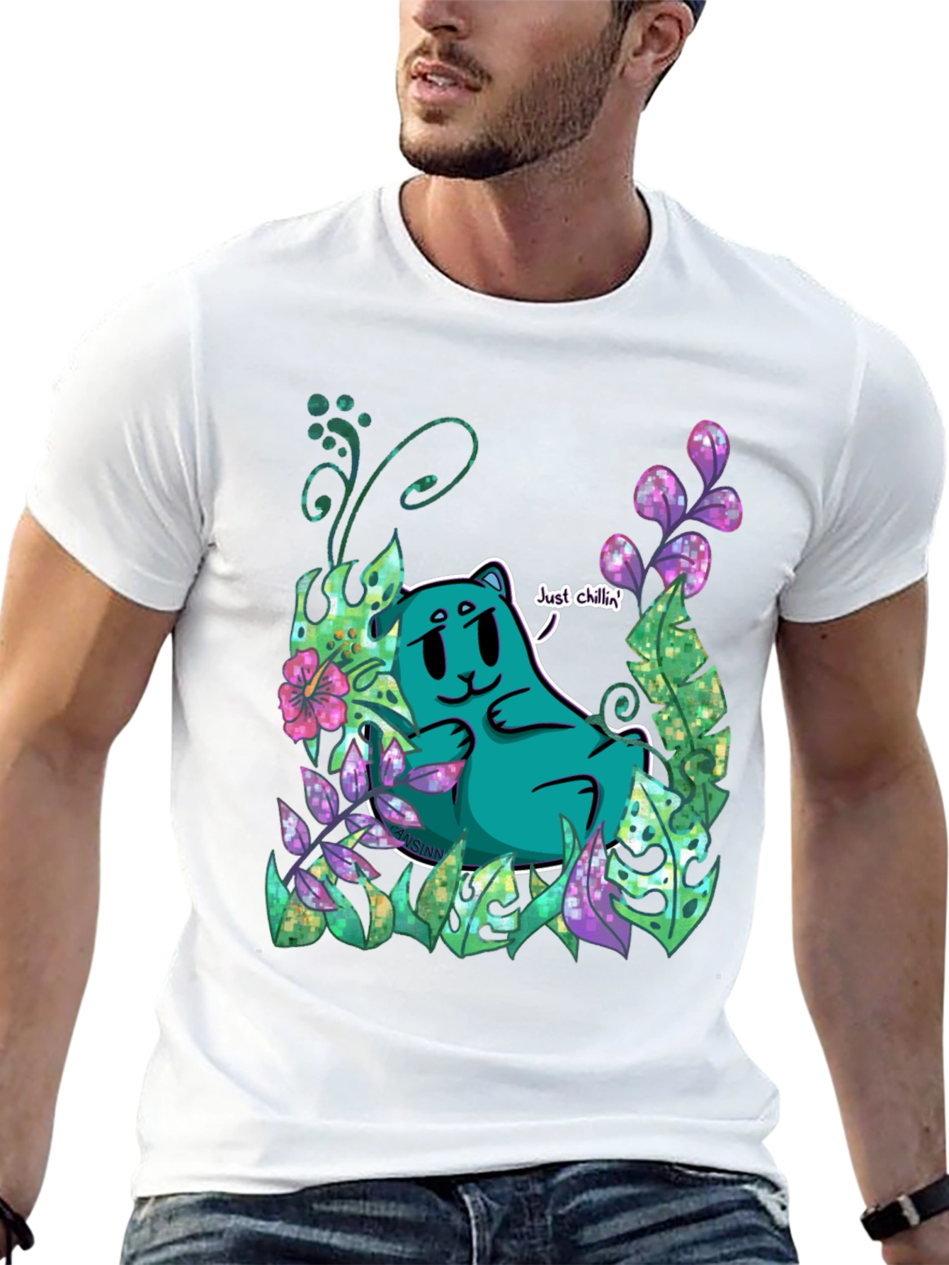 Just Chillin Tee - Cartoon Bear Graphic T-Shirt