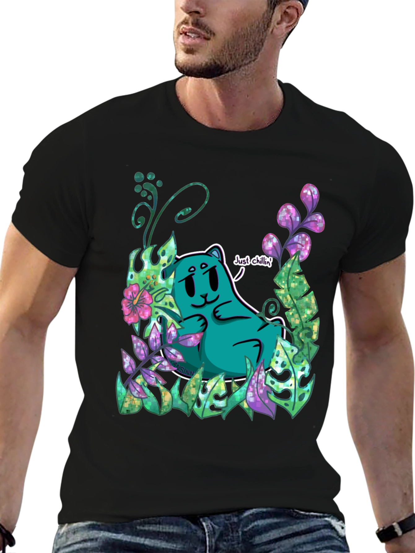 Just Chillin Tee - Cartoon Bear Graphic T-Shirt