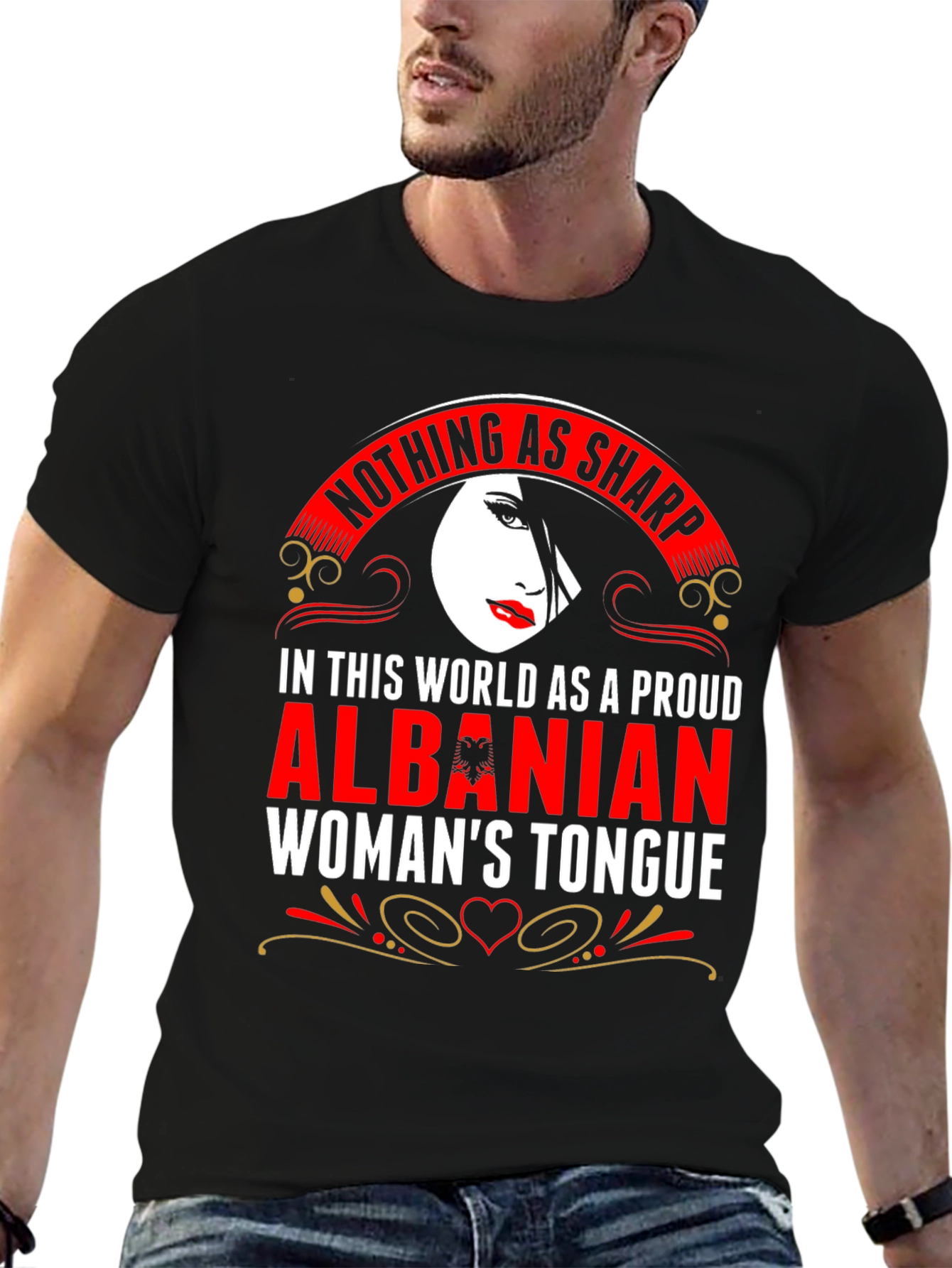 Proud Albanian Womans Tongue Graphic T-Shirt