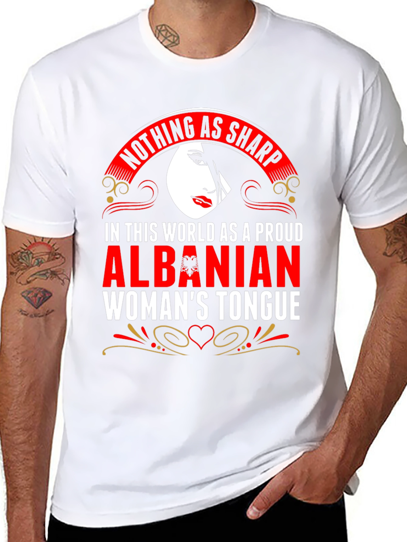 Proud Albanian Womans Tongue Graphic T-Shirt
