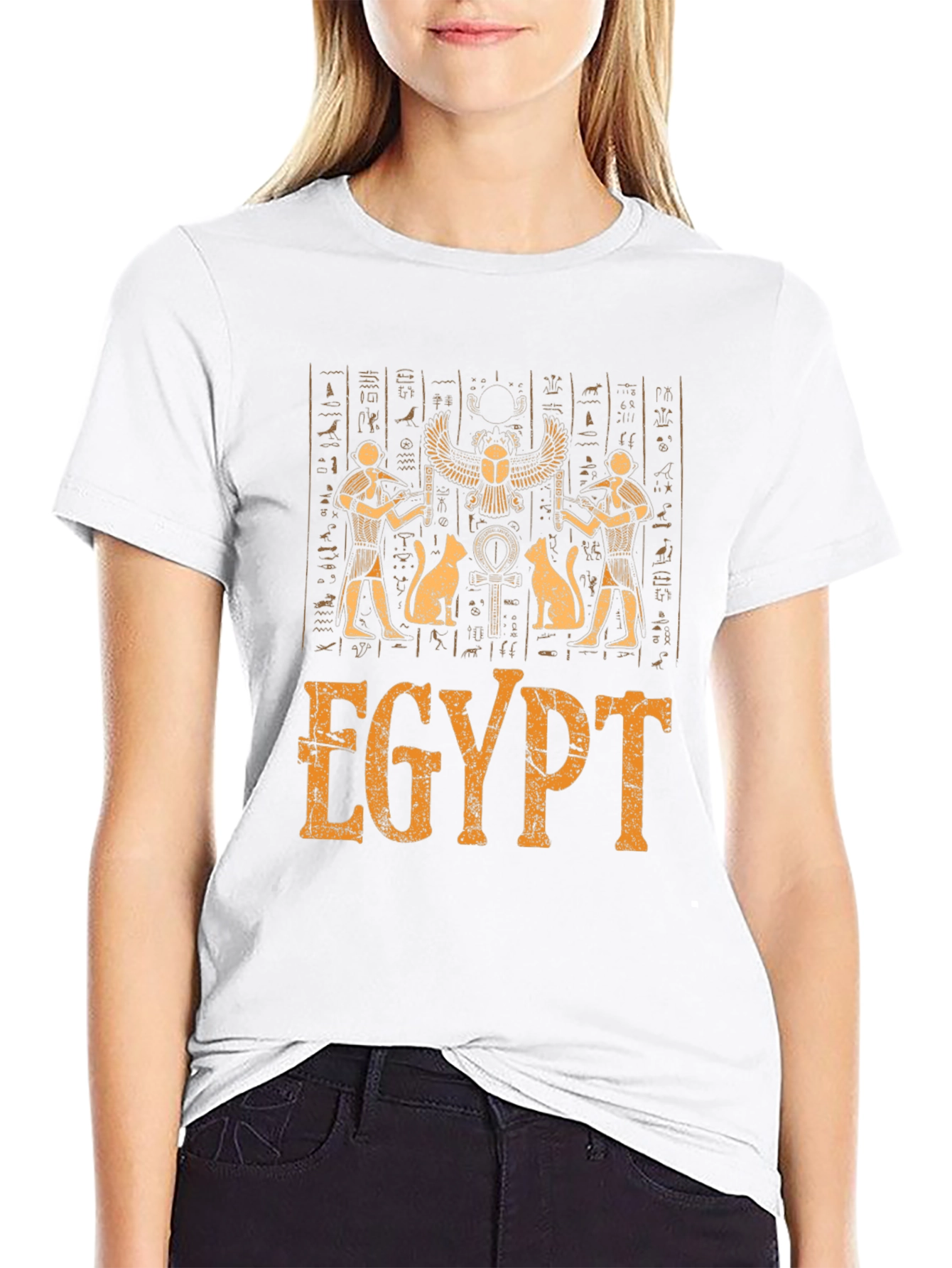 Egypt Hieroglyphic Print Graphic T-Shirt