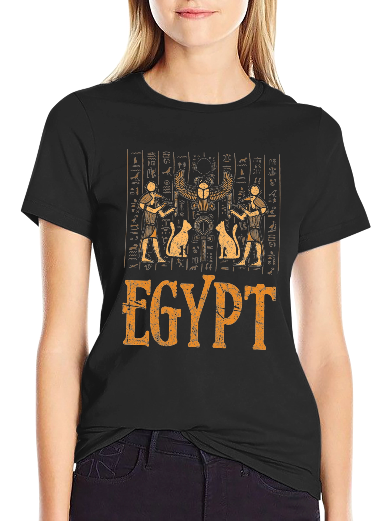 Egypt Hieroglyphic Print Graphic T-Shirt