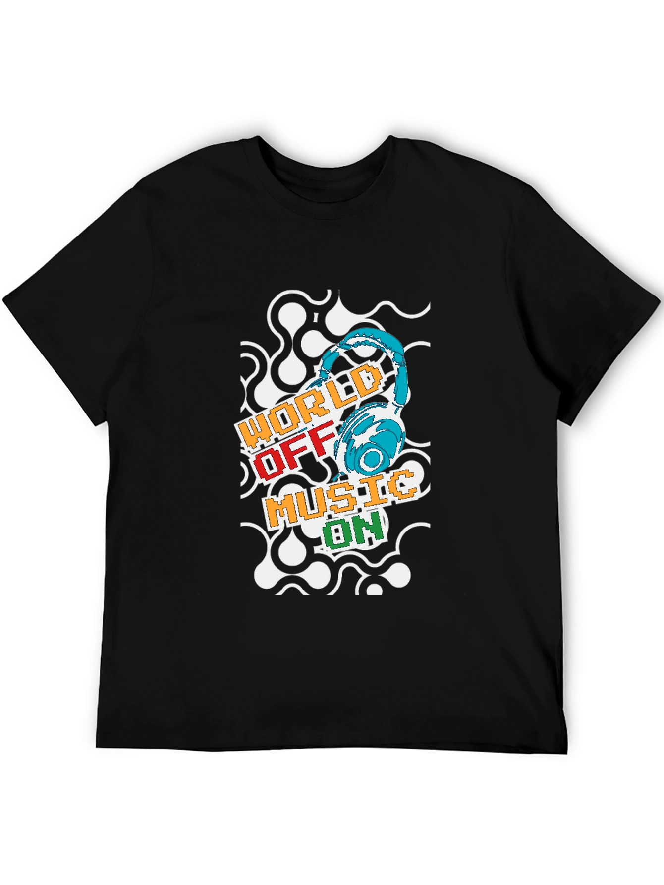 World Off Music On Black T-Shirt