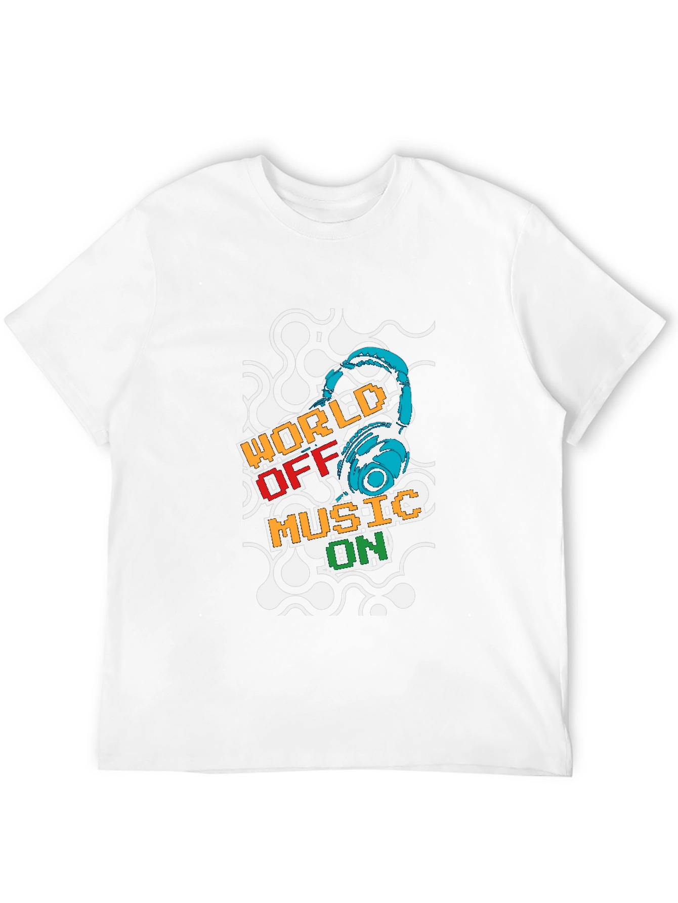 World Off Music On Black T-Shirt