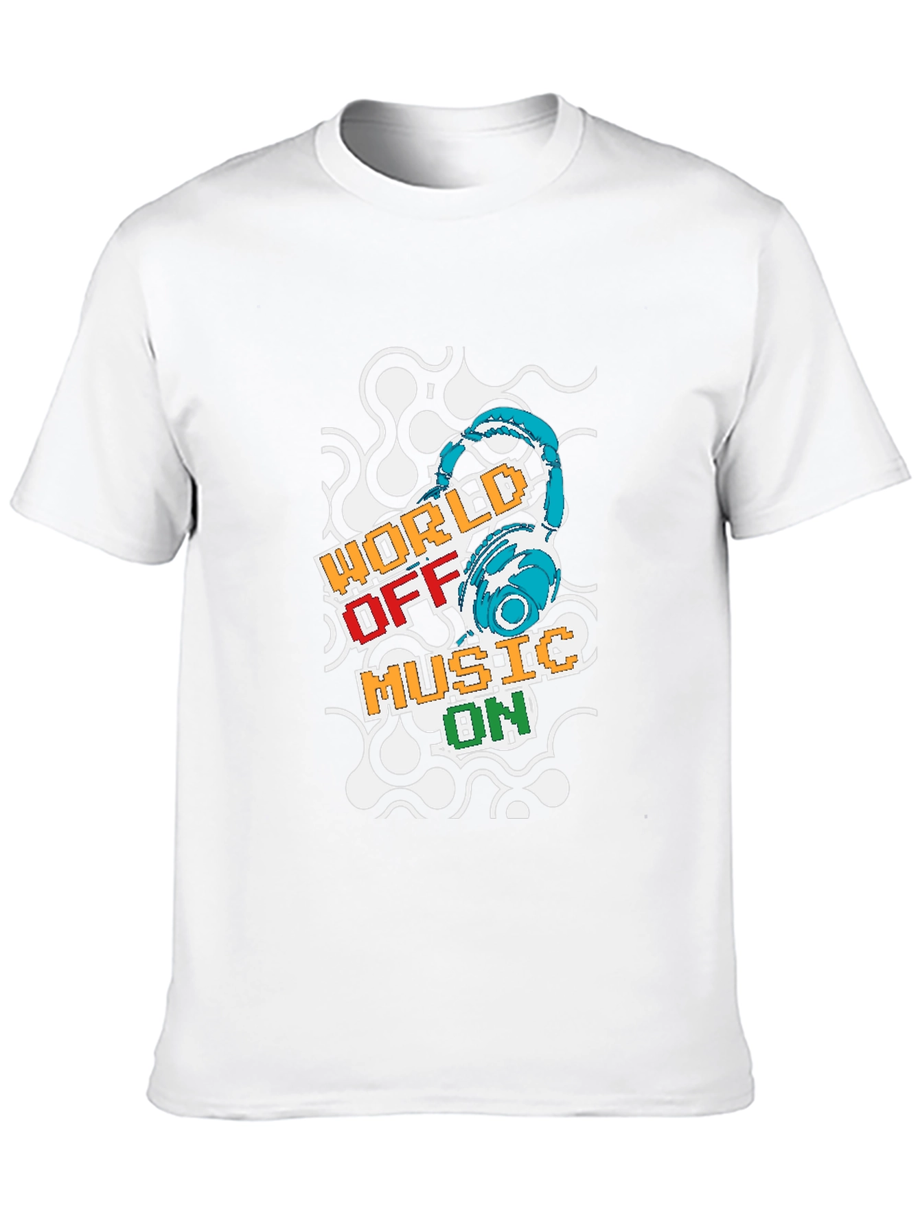 World Off Music On Black T-Shirt