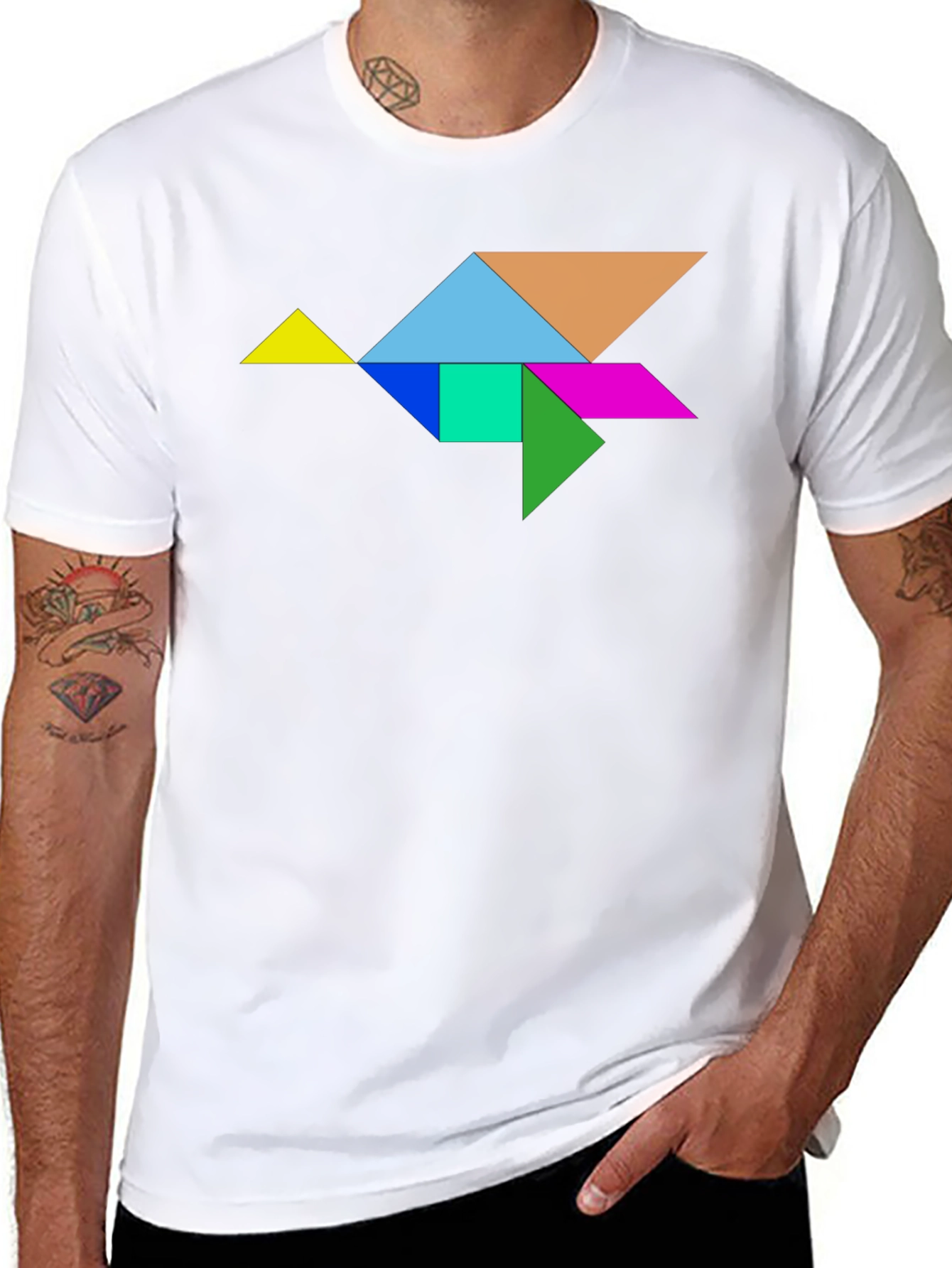 Tangram Bird Graphic Tee - Unique Design