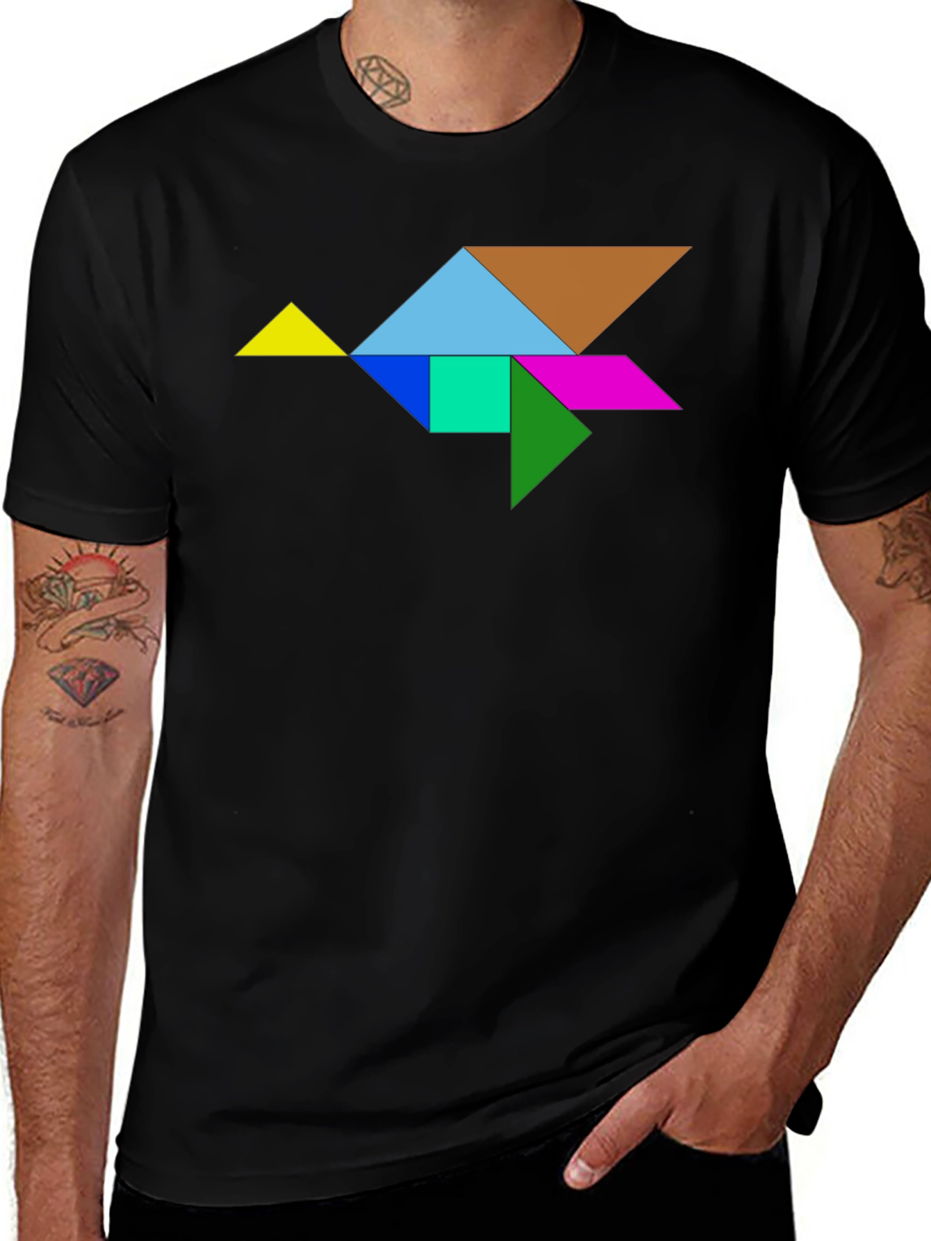 Tangram Bird Graphic Tee - Unique Design