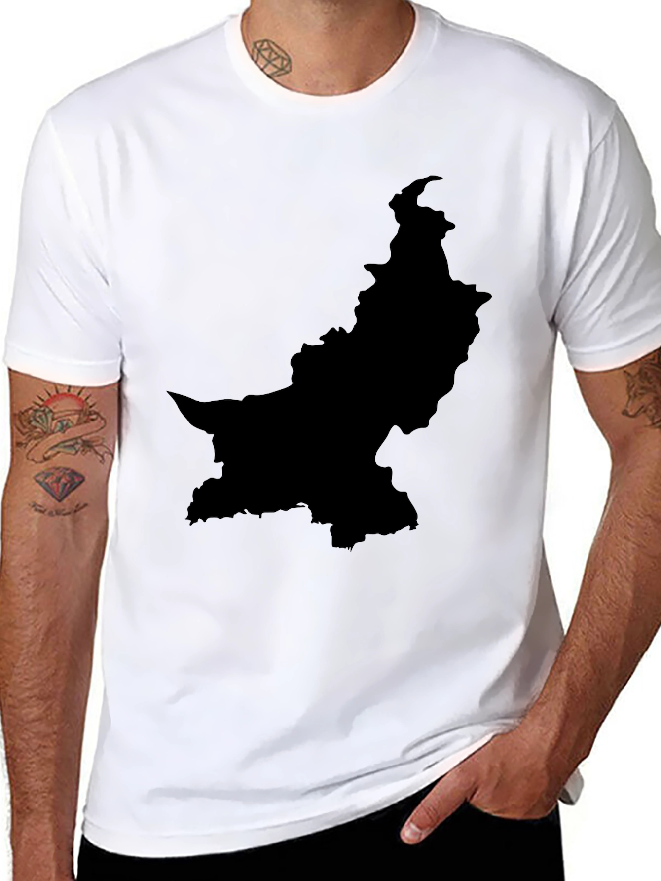 Pakistan Map Graphic Tee - Black Cotton T-Shirt