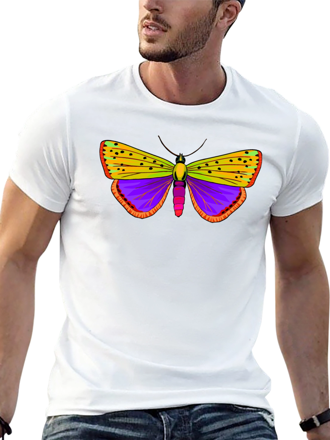 Butterfly Graphic Tee - Black Cotton T-Shirt