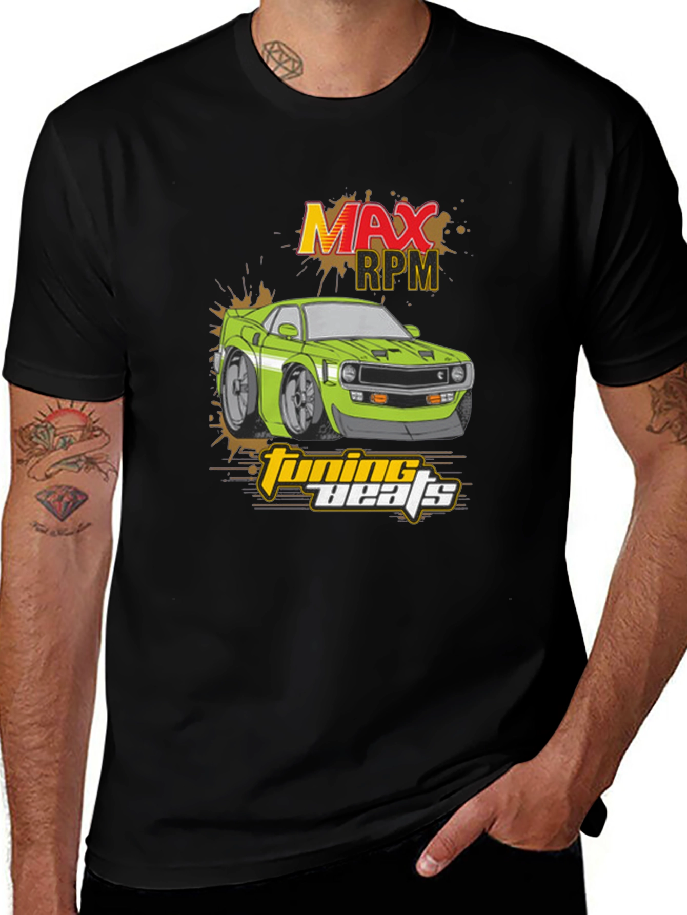 Max RPM Tuning Beats Black Graphic T-Shirt