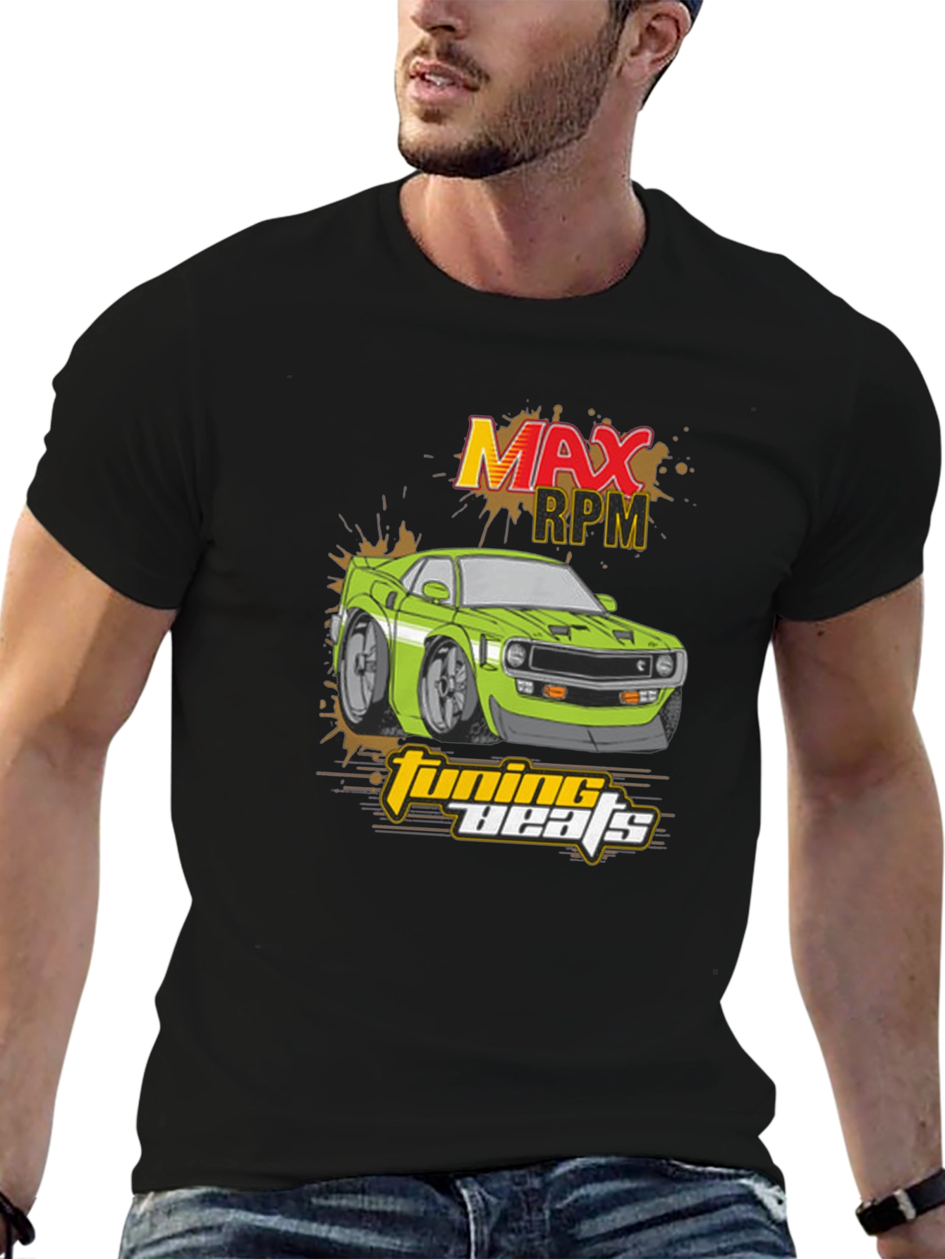 Max RPM Tuning Beats Black Graphic T-Shirt